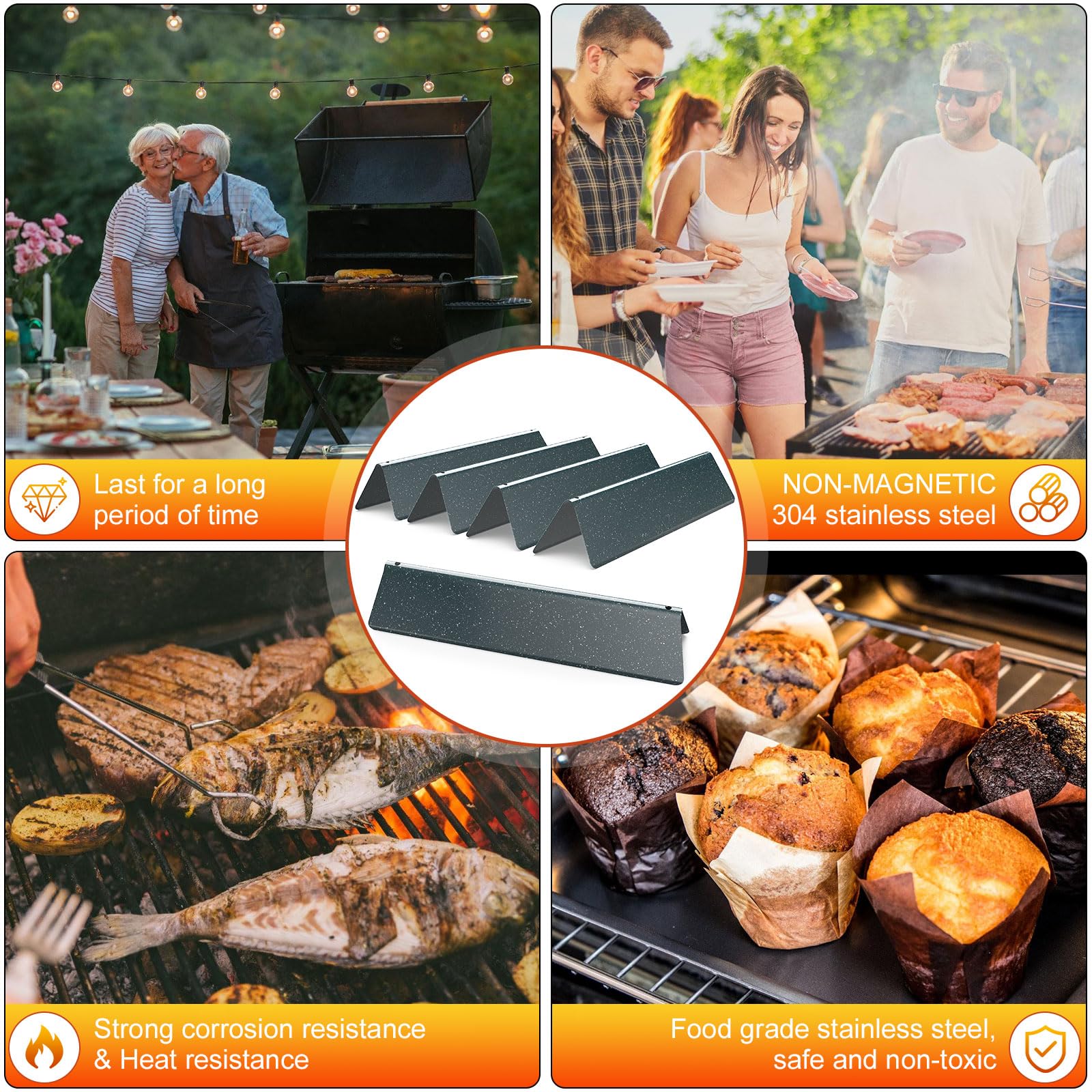 7636 Barre Flavorizer in Smalto Porcellanato, Ricambio Accessori da 38,9 cm per Barbecue a Gas, per Weber Spirit I&II E-310/320/330, S-310/320/330 (con manopole bruciatore Anteriori)