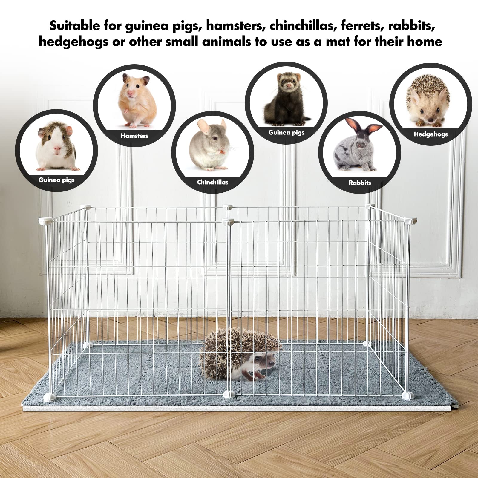 RUBYHOME 9 Stück 30x30 cm Meerschweinchen-Käfigmatte, waschbar, wiederverwendbar, Meerschweinchen-Fleece-Bettwäsche, Käfigeinlagen, weiche, warme Kaninchen-Bodenmatte, Bett für Laufgitter, Kiste