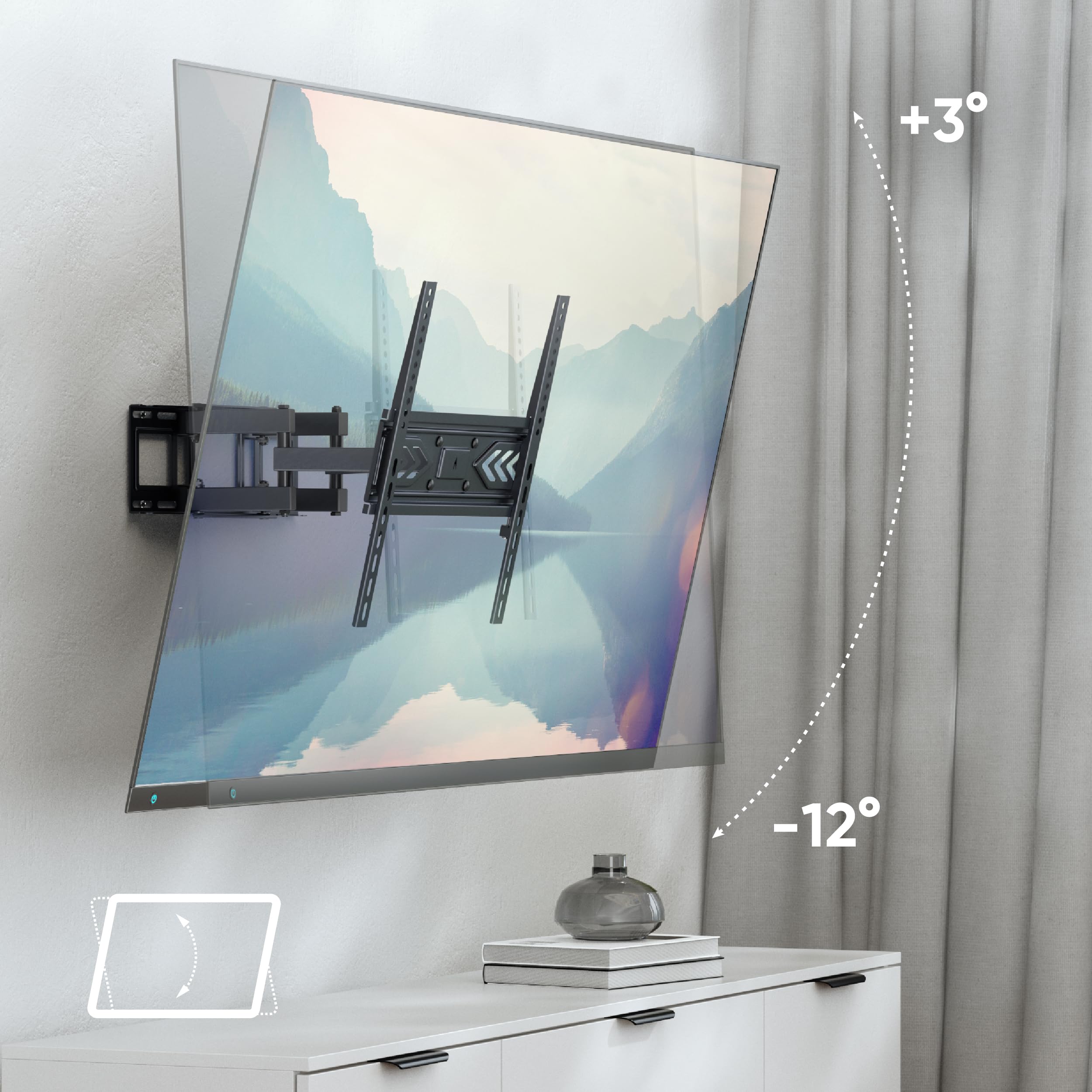 Supporto da Parete per TV da 32 a 65 pollici - Staffa Porta TV con Peso fino a 45 kg - Supporto per TV a Muro con VESA 100x100-400x400 / Staffa per TV Muro Girevole e Inclinato STE644-B Nero