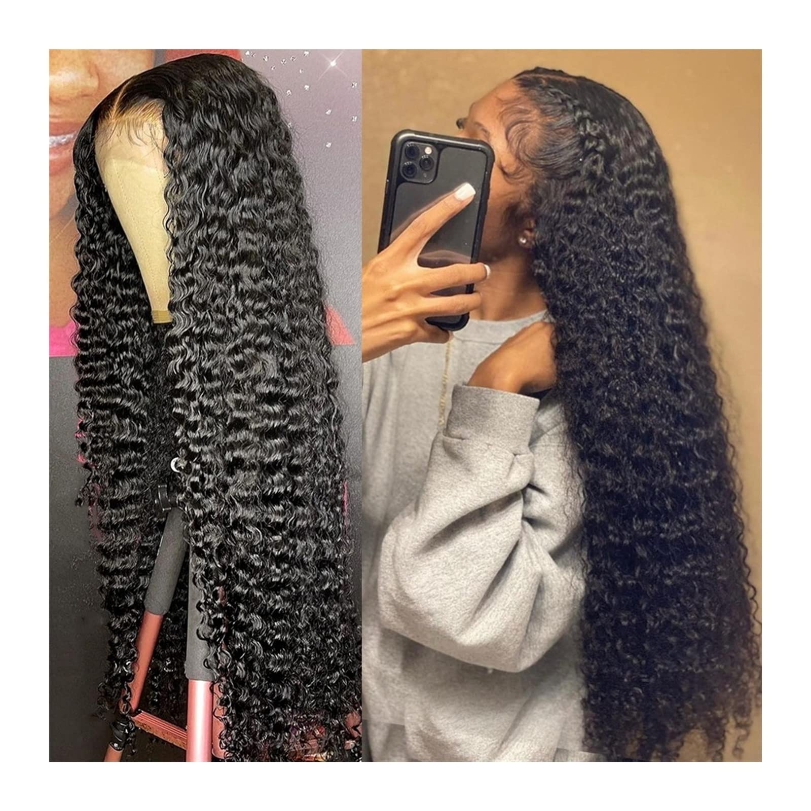 Bouclés Cheveux Humains Lace Front pour rayonner en soirée