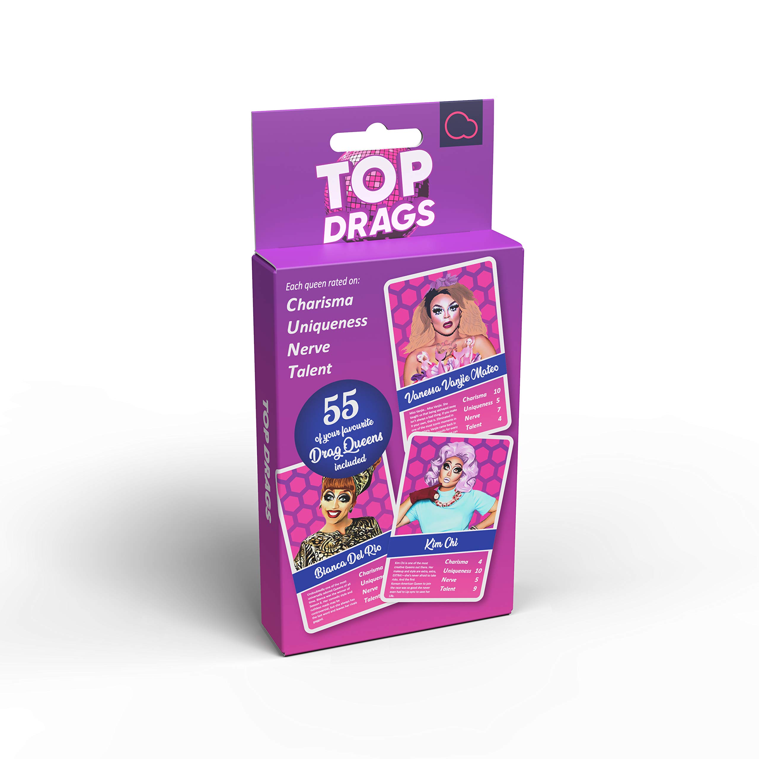 Top Drags Game - Race To Steal Every Drag Queen - Party Card-Stealing Game, For Teenagers and Adults - Stocking-Filler Gift - 55 Game Cards