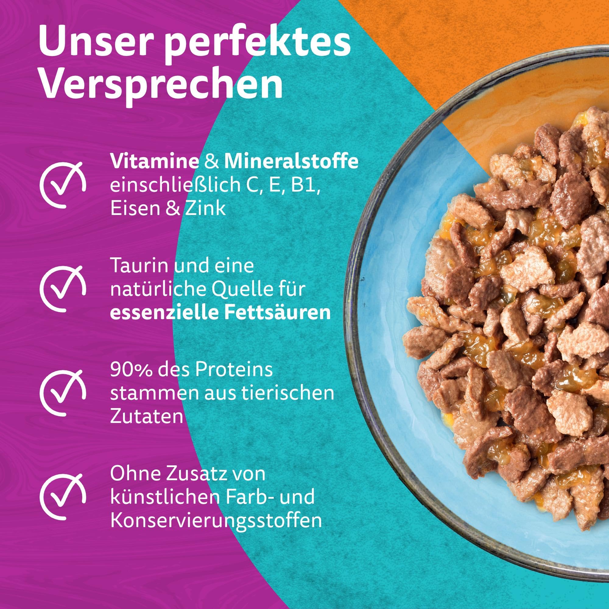 Whiskas Adult 1+ Katzennassfutter Tasty Duo Surf & Turf in Gelee, 84 Portionsbeutel, 84x85g (1 Großpackung) – Hochwertiges Katzenfutter nass, für ausgewachsene Katzen