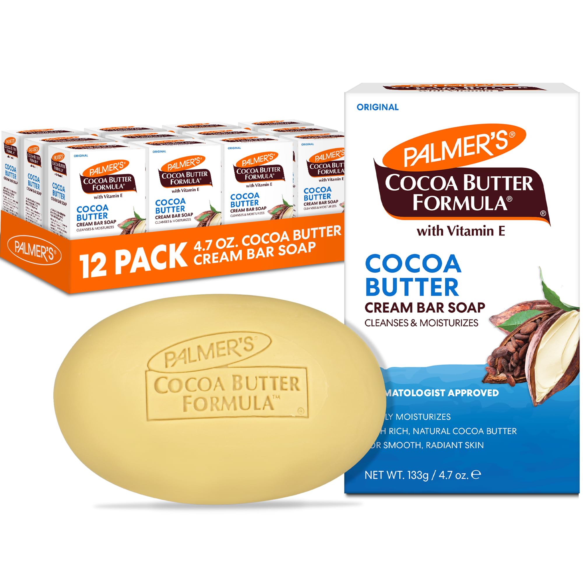 Cocoa Butter Formula with Vitamin E Daily Skin Therapy Formula Cream Soap, 3.5 Ounces (Pack of 12)