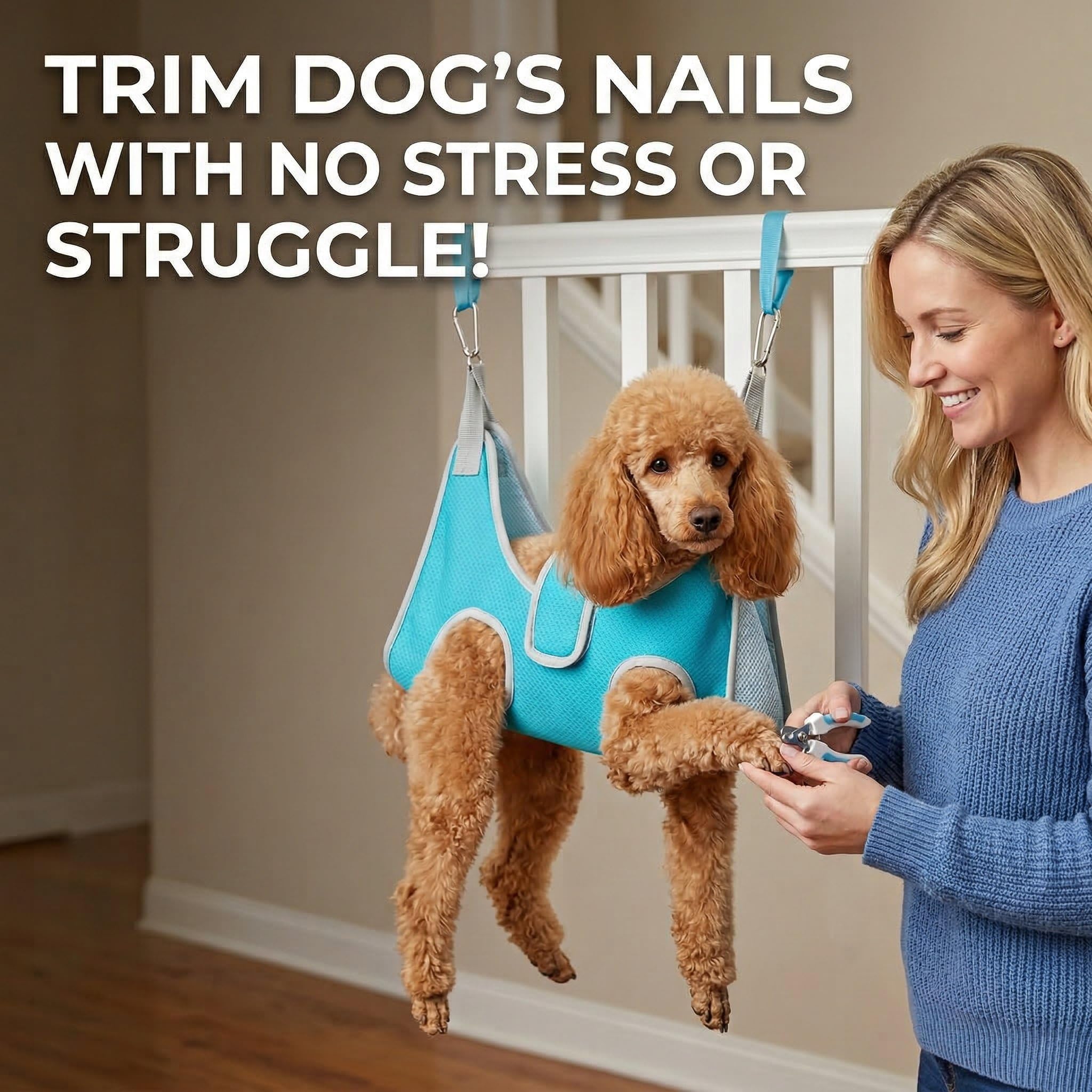 Marnonsis Dog Grooming Hammock, Adjustable Restraint Sling for Nail Trimming, Hands-Free Cat Grooming Harness for Easy Bathing, Haircuts & Claw Care at Home, Blue XS - image 2