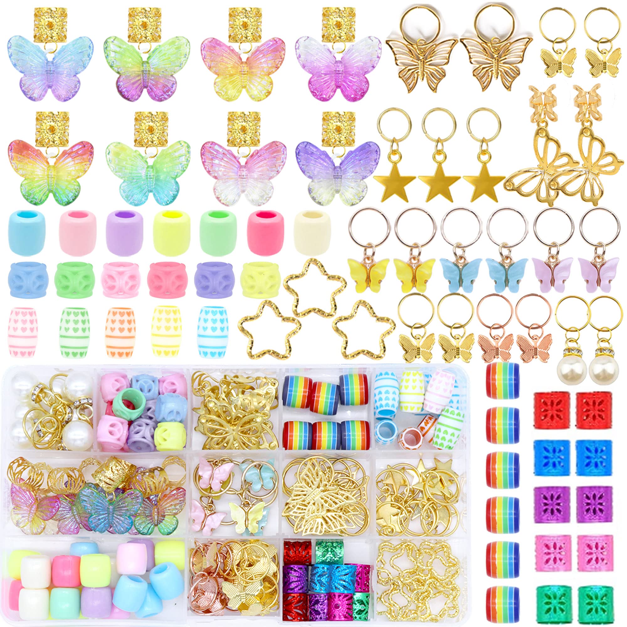 Amazon.com: NAISKA 140Pcs Gold Butterfly Hair Jewelry - Colorful