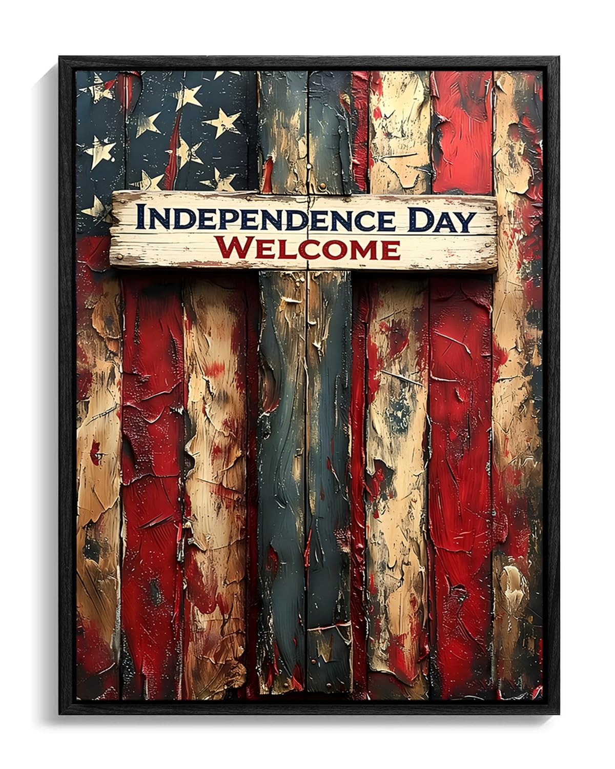 American Flag Framed Canvas Wall Art, Independence Day Canvas Prints