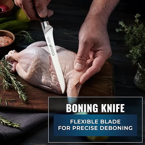 Miniatura 7 de Cutluxe Juego de cuchillos de carnicero - Pechuga de barbacoa, cuchillos para romper y deshuesar, varilla de afilar - Juego de cuchillos para cortar