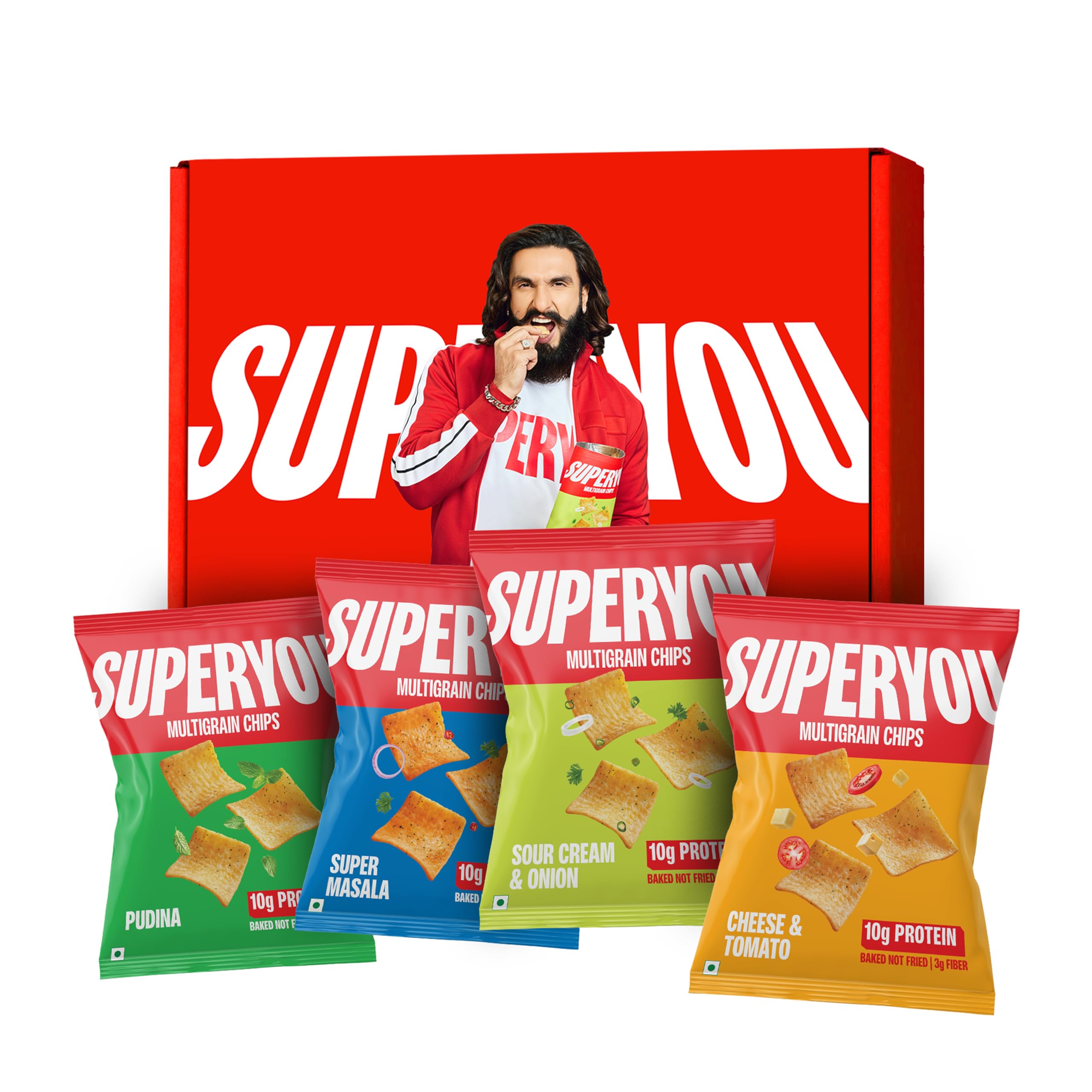 Superyou Multigrain Protein Chips - Assorted(Pack of 10) | 10g Protein, 3g Fiber, No Added Sugar, No Palm Oil, Baked | 100% Vegetarian | Thinnest, Lightest and Healthiest Protein Snack | 40g x 10 packs | 400g-image-14