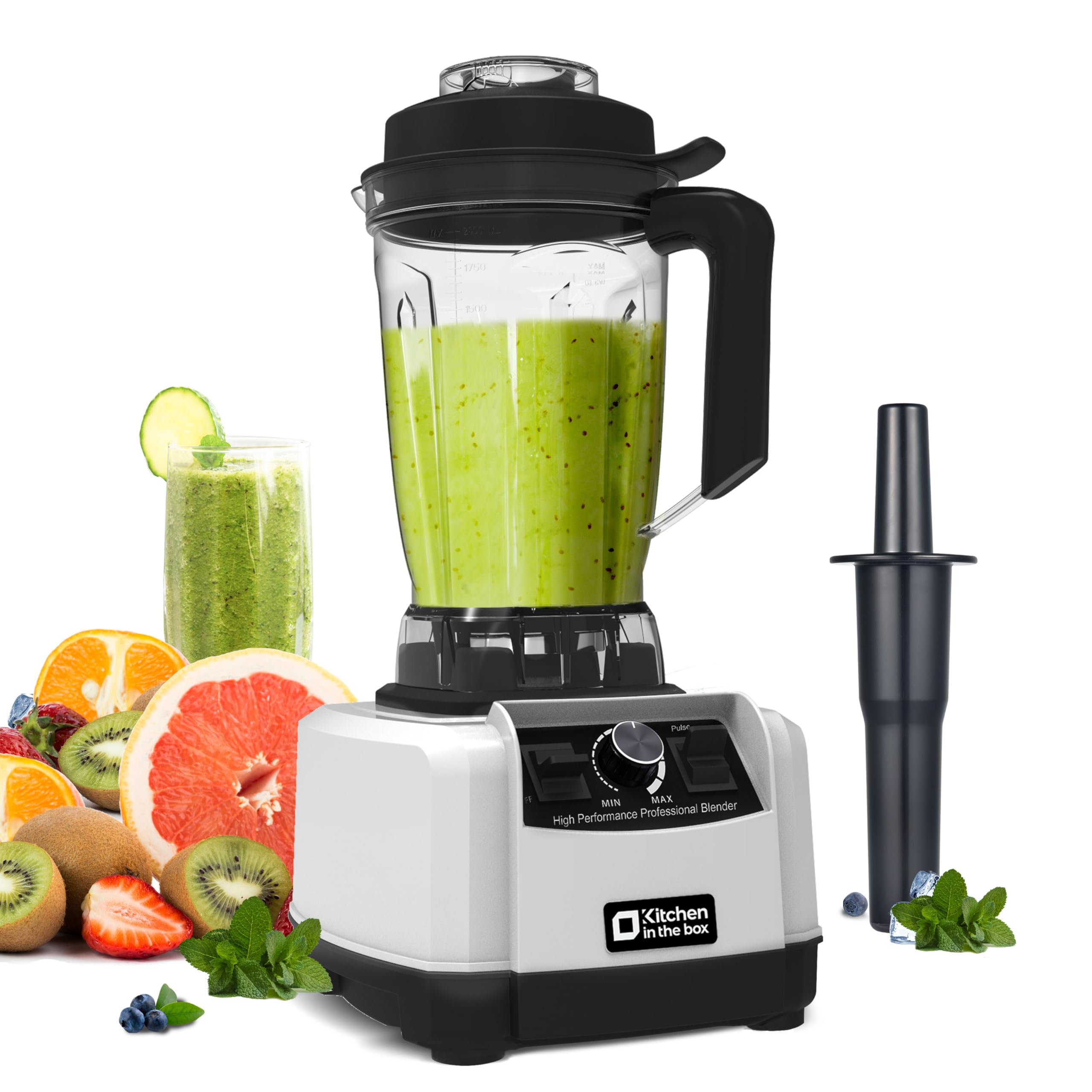 Kitchen in the box Professional 2L Glass Blender, 1500W, 8 Stainless Steel Blades | Blender 8 blades 3D stainless steel, 360°, 32000 RPM. Variable Speed + Pulse Ideal everyday cooking. BPA Free.