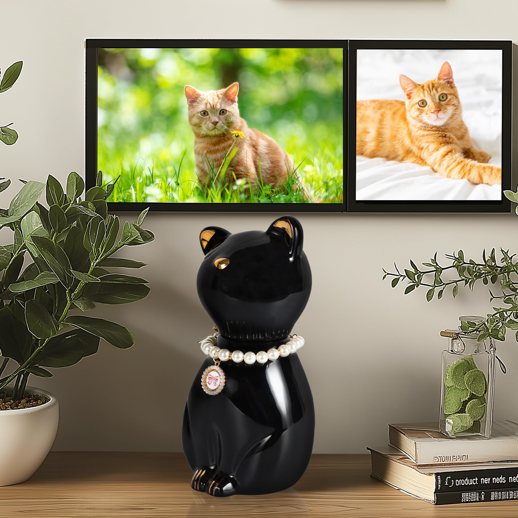 Urna para gatos para cenizas, urnas para gatos, urnas para cenizas, cenizas de gato negro, urnas para gatos con collar de gato (8 kg)