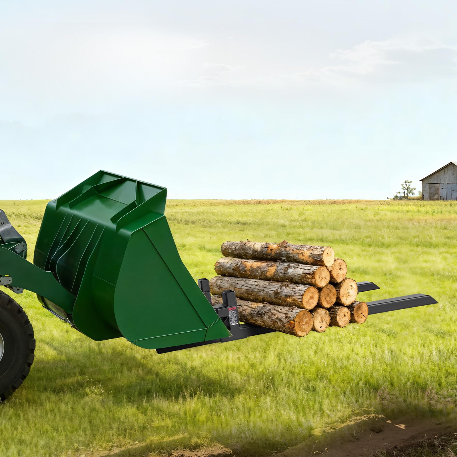 VEVOR Palettengabeln, 1814 kg Gabelträger zum Anklemmen, 1490 mm Gesamtlänge, Gabelzinken mit verstellbarer Stabilisatorstange für Traktoranbaugeräte, Ladeschaufel & Kompaktlader, Schwarz