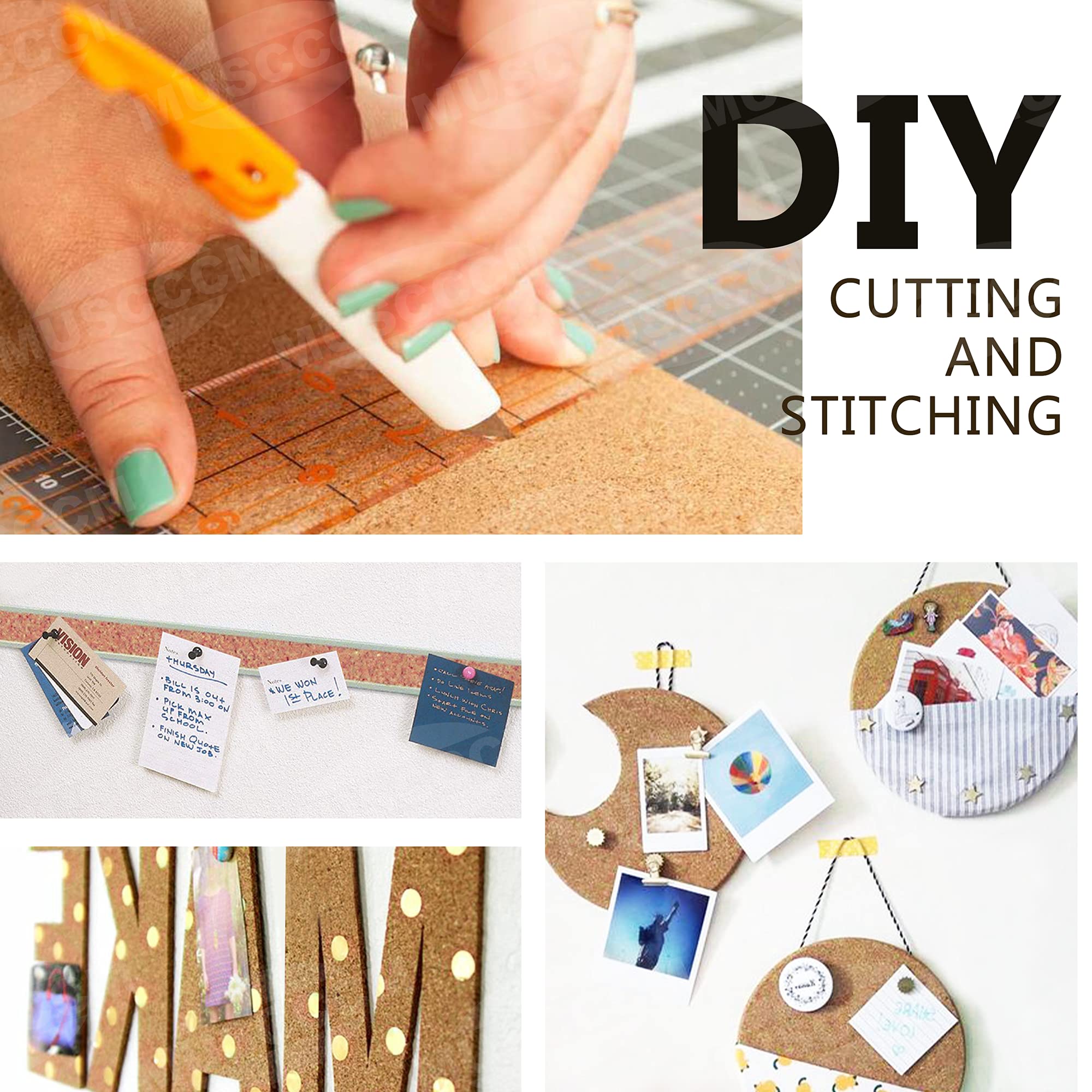 Bacheca In Sughero Autoadesiva 8 Pezzi - 33x5cm Con 50 Spilli, Grigio Scuro, Per Ufficio E Casa - Foto 5