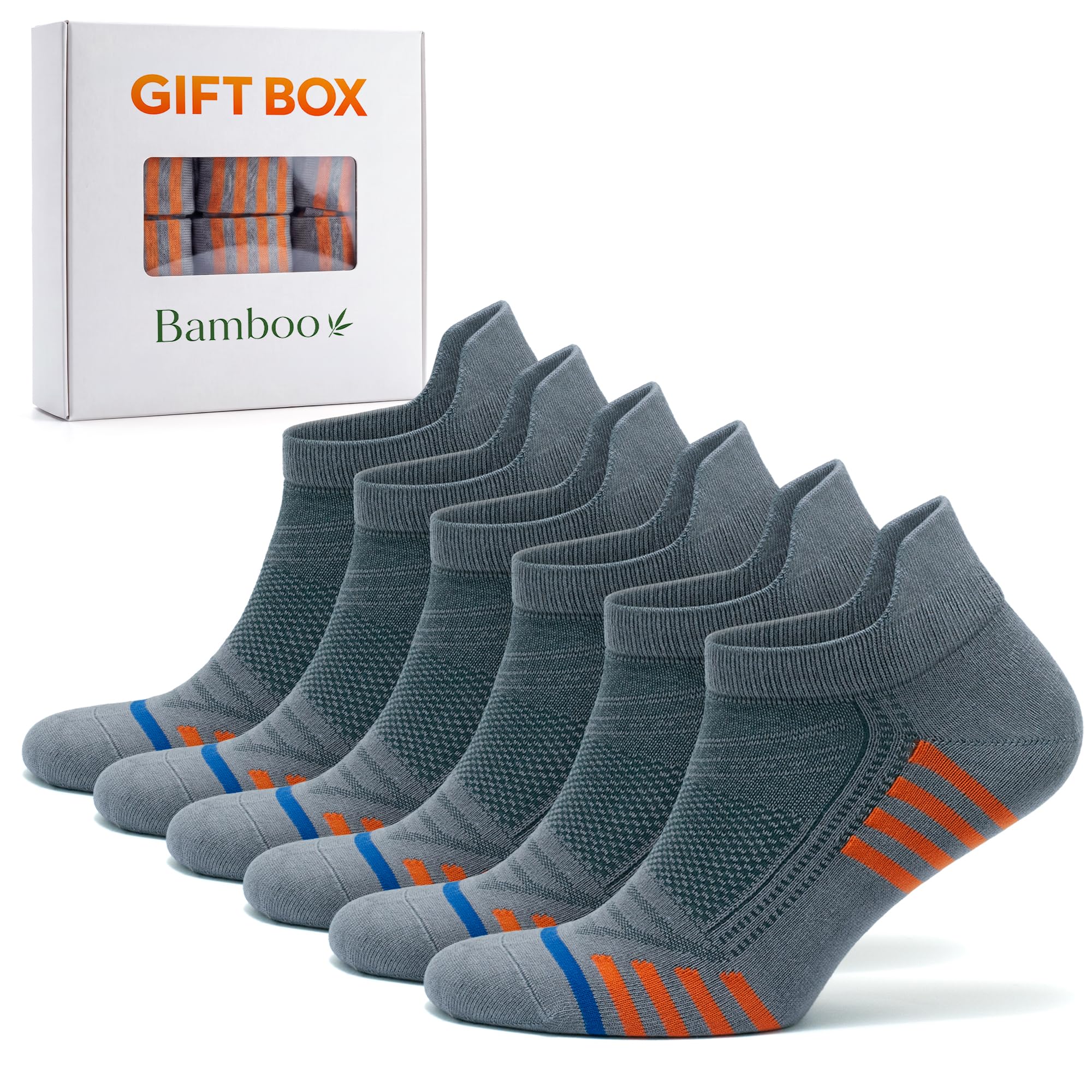 GoWith 6 Pairs Men’s Bamboo Trainer Socks, Sneaker Ankle Socks, Lightweight Breathable Moisture Wicking, Soft Sports Socks, 6-11