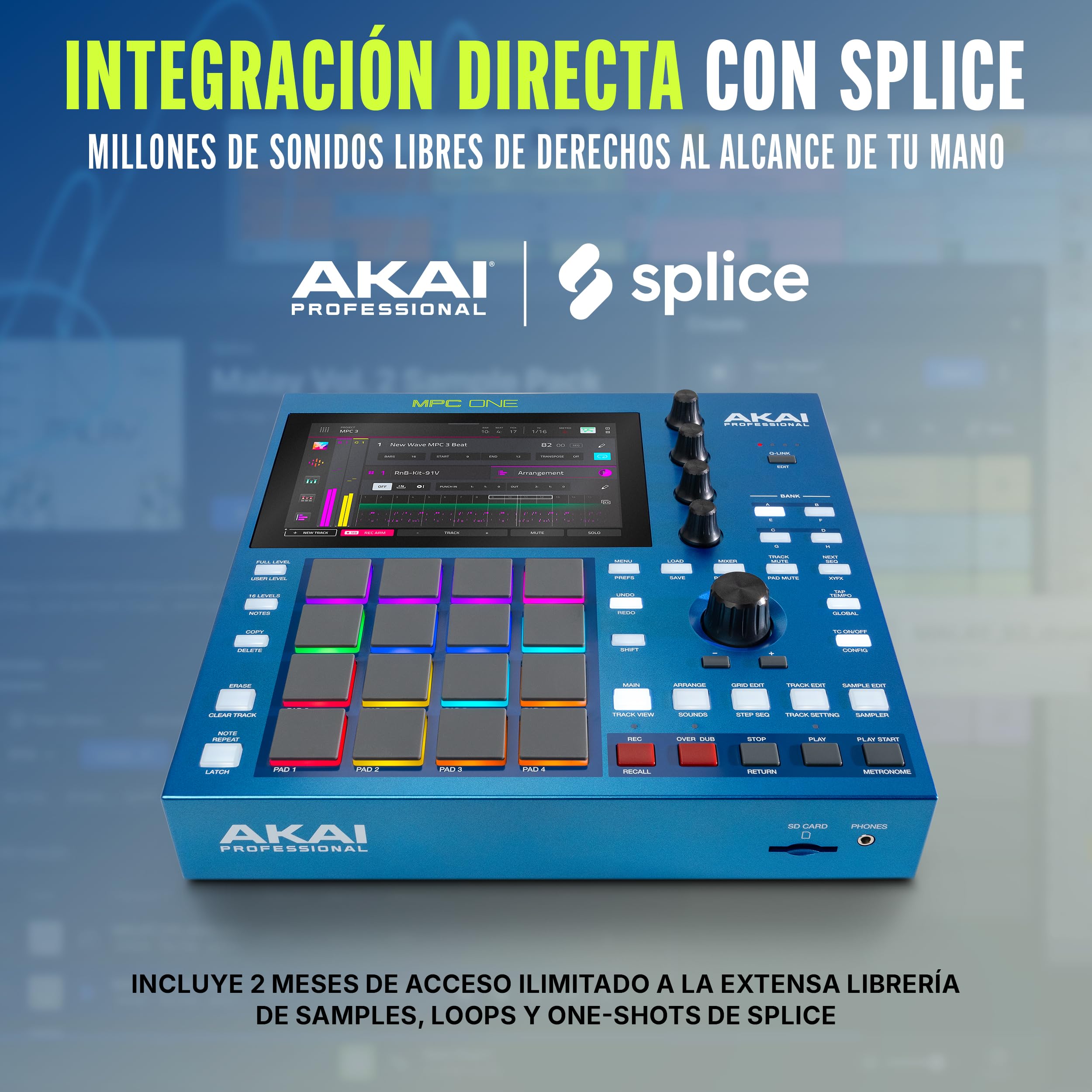 Akai Professional MPC One G2 Centro Producción Autónomo Next-Gen | Para beatmakers y productores, sampling, secuenciación y creación, con USB-C, 16 pads MPC, procesador 8 núcleos, 4GB RAM
