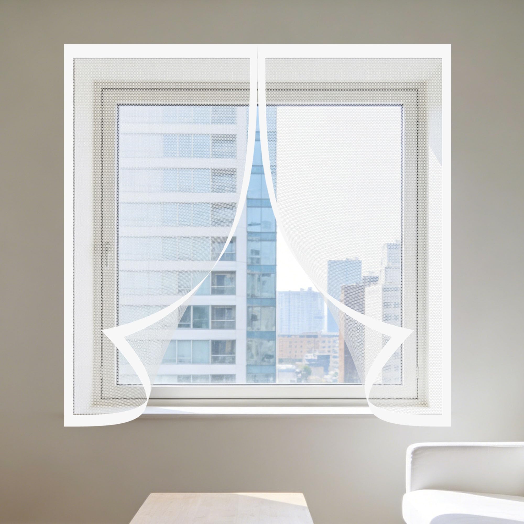 Magnetic Net Window 155 x 170 cm Prevents Insects Flies Mosquitoes from Entering The Room Bug Net for Windows Easy Installation for Living Room Bedroom Offfice, White