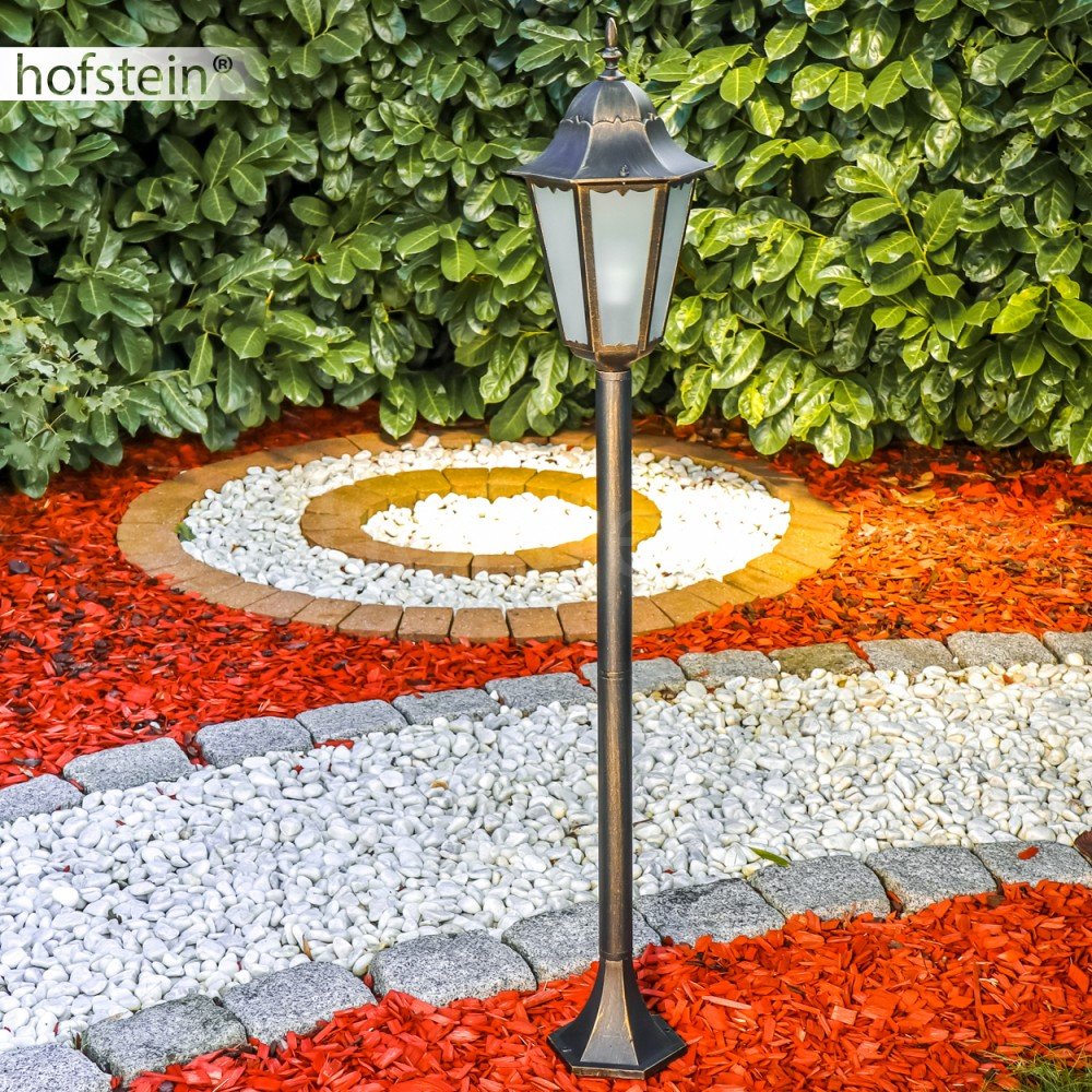 Lampioncino da Esterno in alluminio Pressofuso Effetto Anticato- Lampione Design Classico con Paralumi in Vetro Satinato- Illuminazione per Giardino e Vialetto