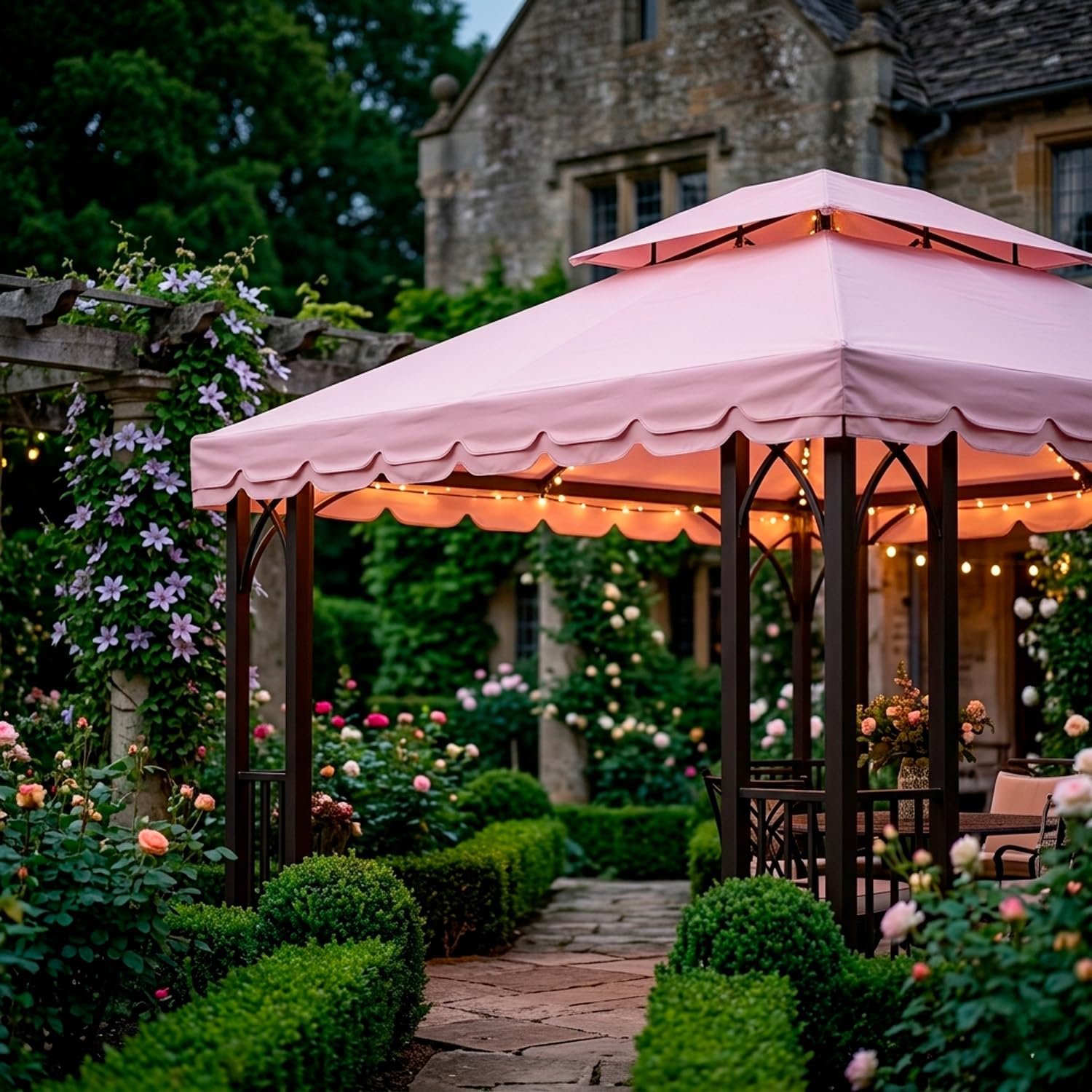 Telo Di Ricambio Per Gazebo 3x4 Metri Impermeabile In PVC Con Air Vent E Zanzariera Integrata Resistente A Sole Pioggia E Agenti Atmosferici Per Esterno Giardino Outdoor 300 x 400 Cm Beige