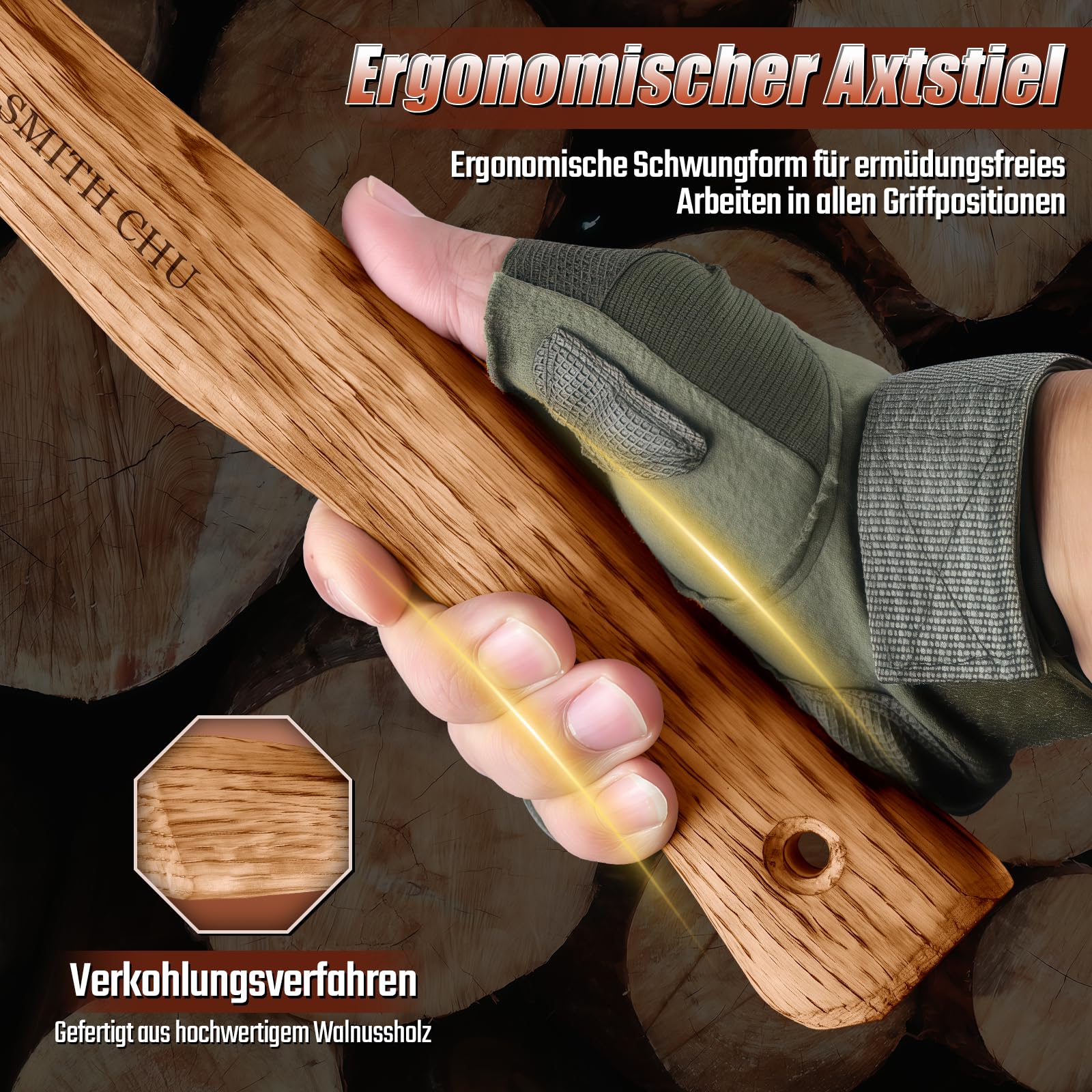 SMITH CHU Outdoor Axt, Beil Holz Spalten für Garten, Handgeschmiedet Handbeil aus Hochgekohlter Stahl, Bushcraft Axt mit Scheide, Geschenke für Männer