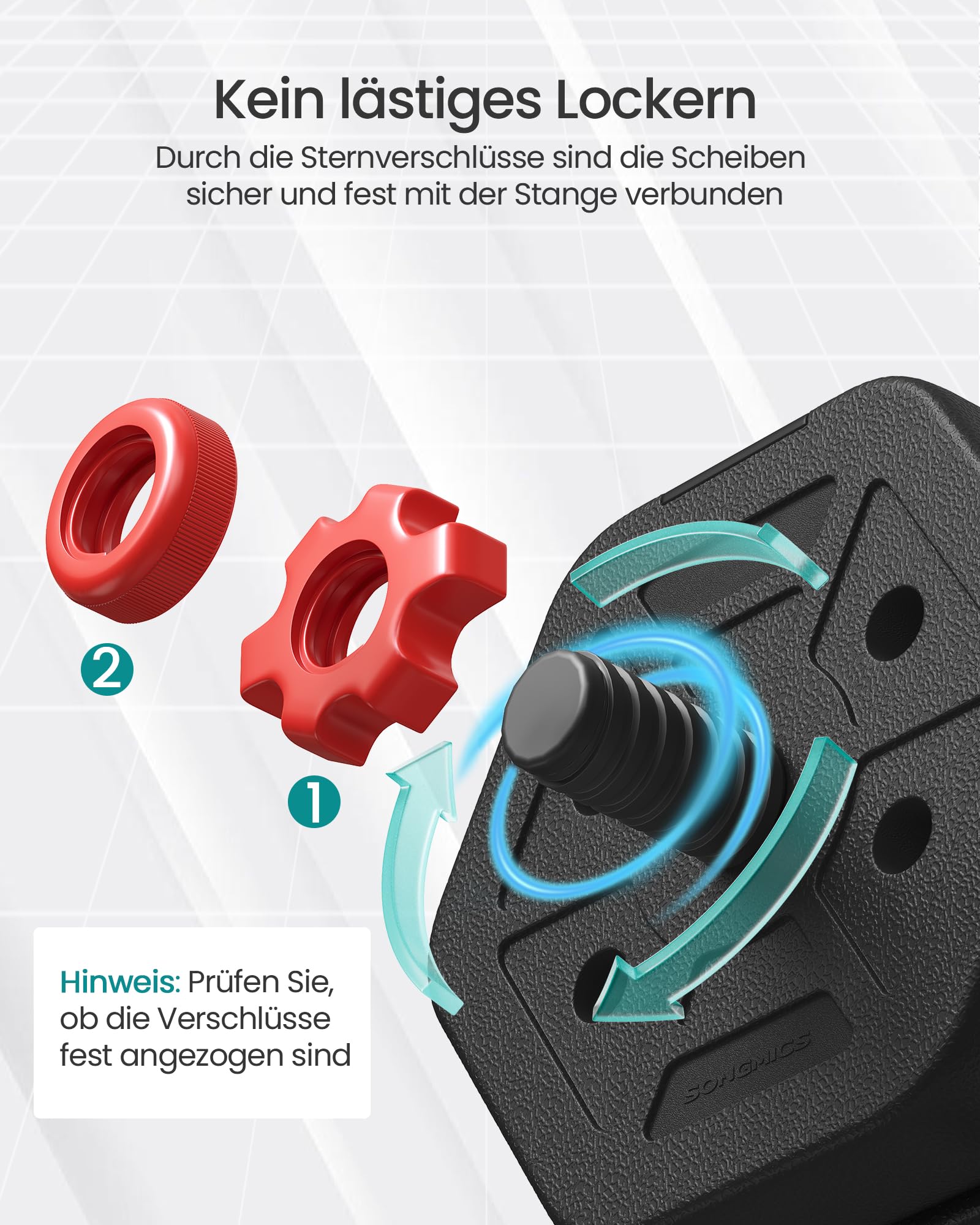 SONGMICS Hantelset, Hanteln mit Verbindungsstange, Hexagon, Kurzhantelset, 10 kg, 20 kg, 30 kg, 40 kg, für Workout, Fitnesstraining, Gewichtheben für Zuhause, Fitnessstudio