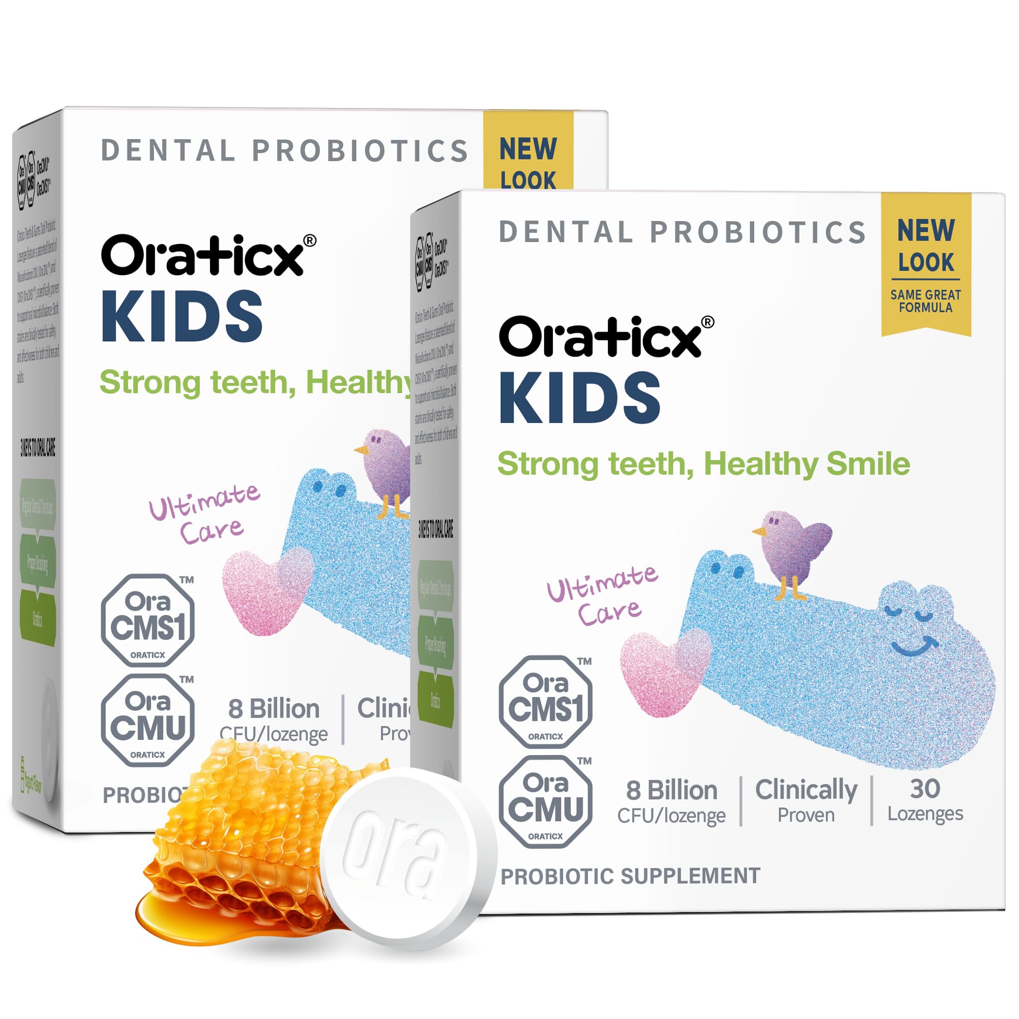 OraTicx Kids Dental Probiotics for Strong Teeth, Healthy Smile, 8 Billion CFU Probiotics for Oral Health, Yogurt Flavor 2-Pack