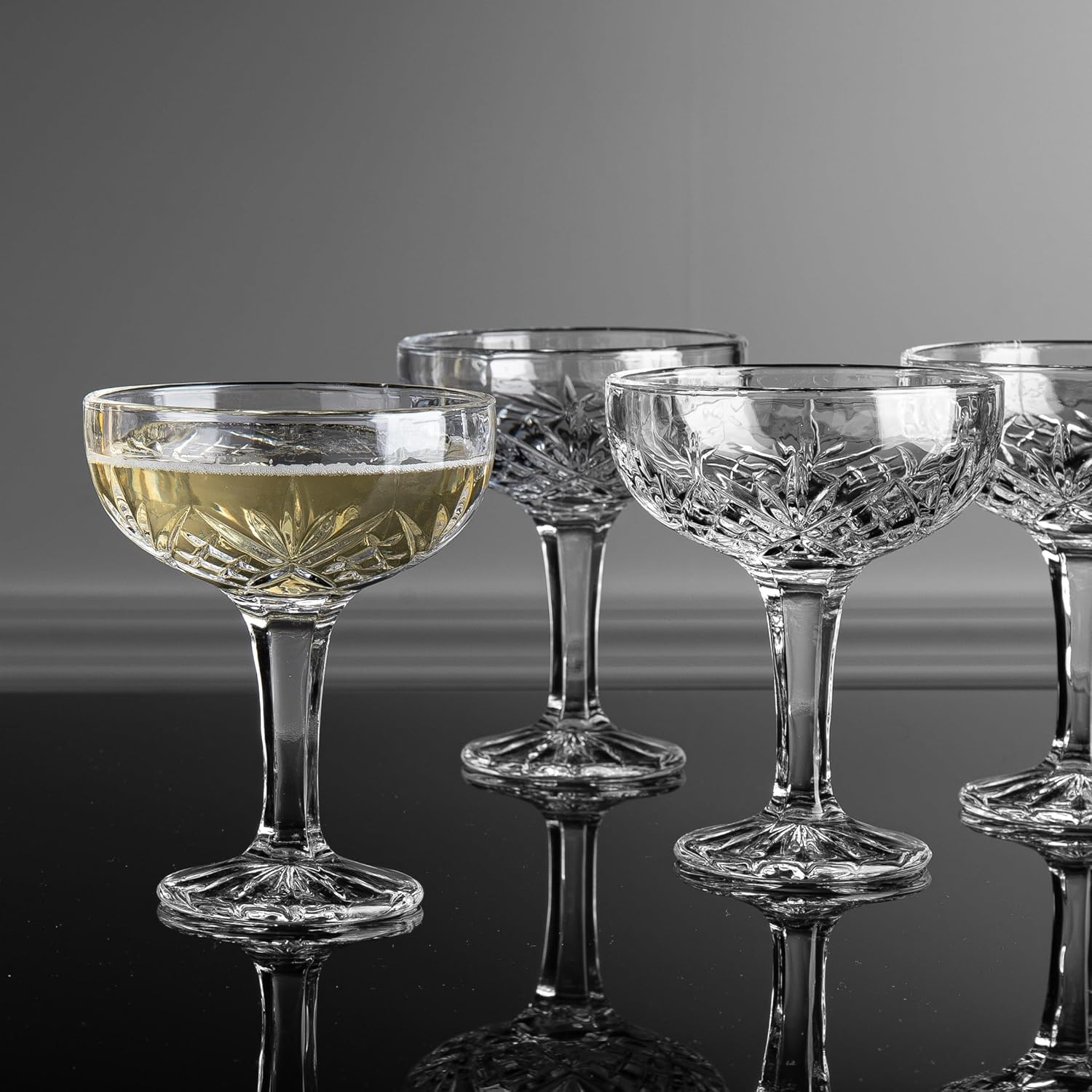 Godinger Champagne Glasses, Champagne Glass Set, Coupes Barware Martini Glasses - Set of 4, 6oz., Dublin Crystal Collection - Image 2