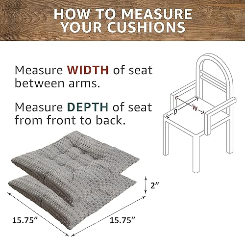 Miniatura 2 de Cojines para sillas de comedor, paquete de 2 cojines de terciopelo de bambú lisos para sillas de cocina, cojines de asiento para cocina, sofá,