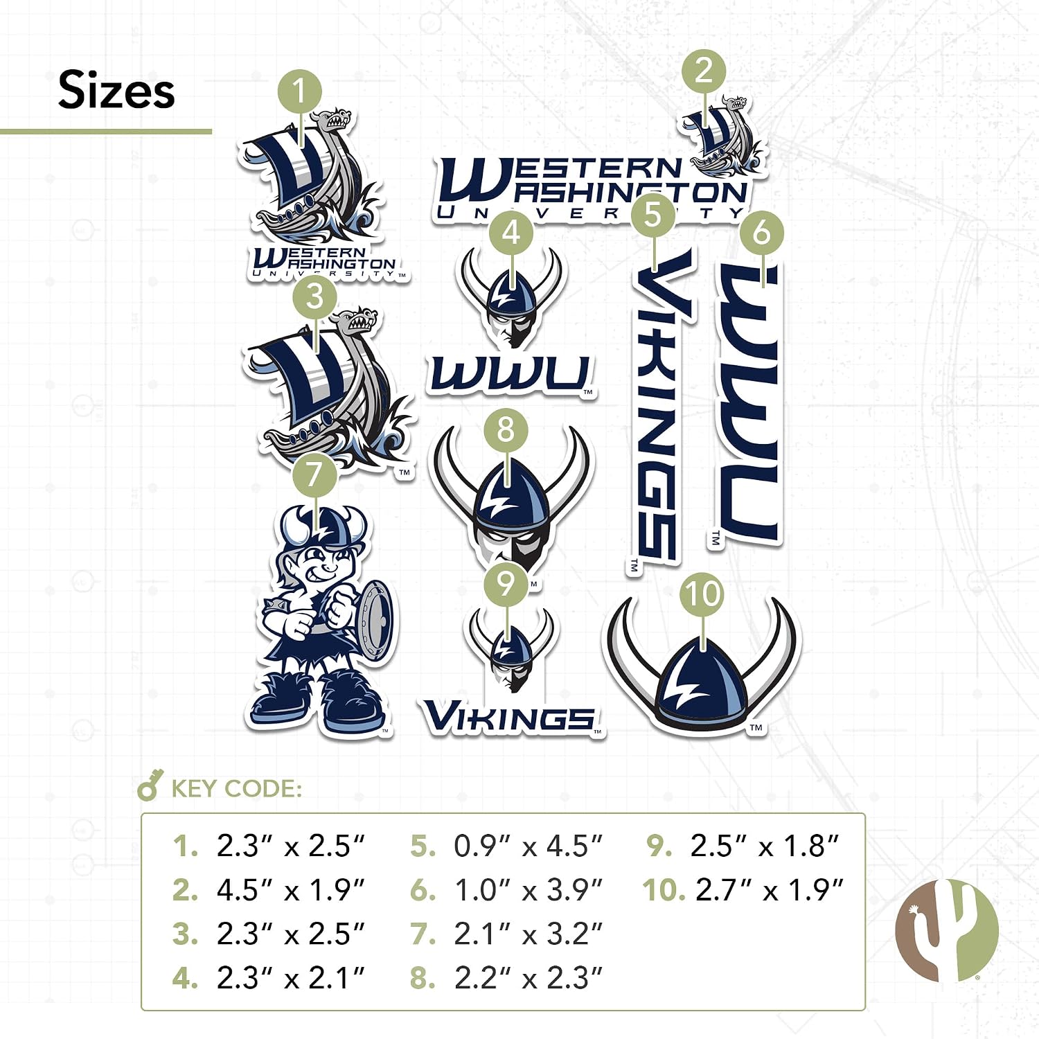 Desert Cactus WWU Vikings Stickers License Plate Frame (Sticker Alumni) image 5