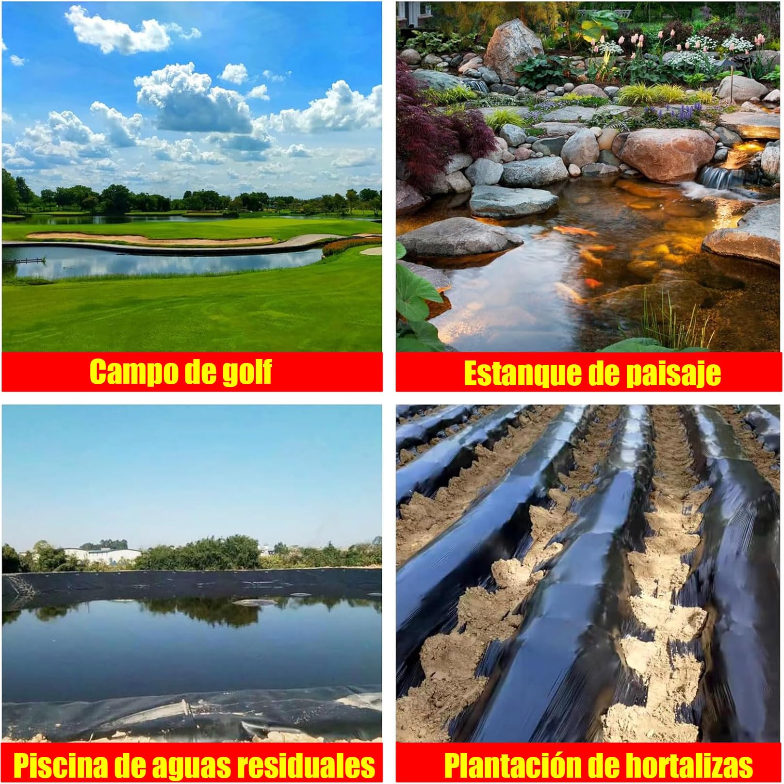 Estanque Prefabricado Grande, Lona para Piscina y Jardín, Revestimiento Duradero para Fuentes, Arroyos y Cascadas