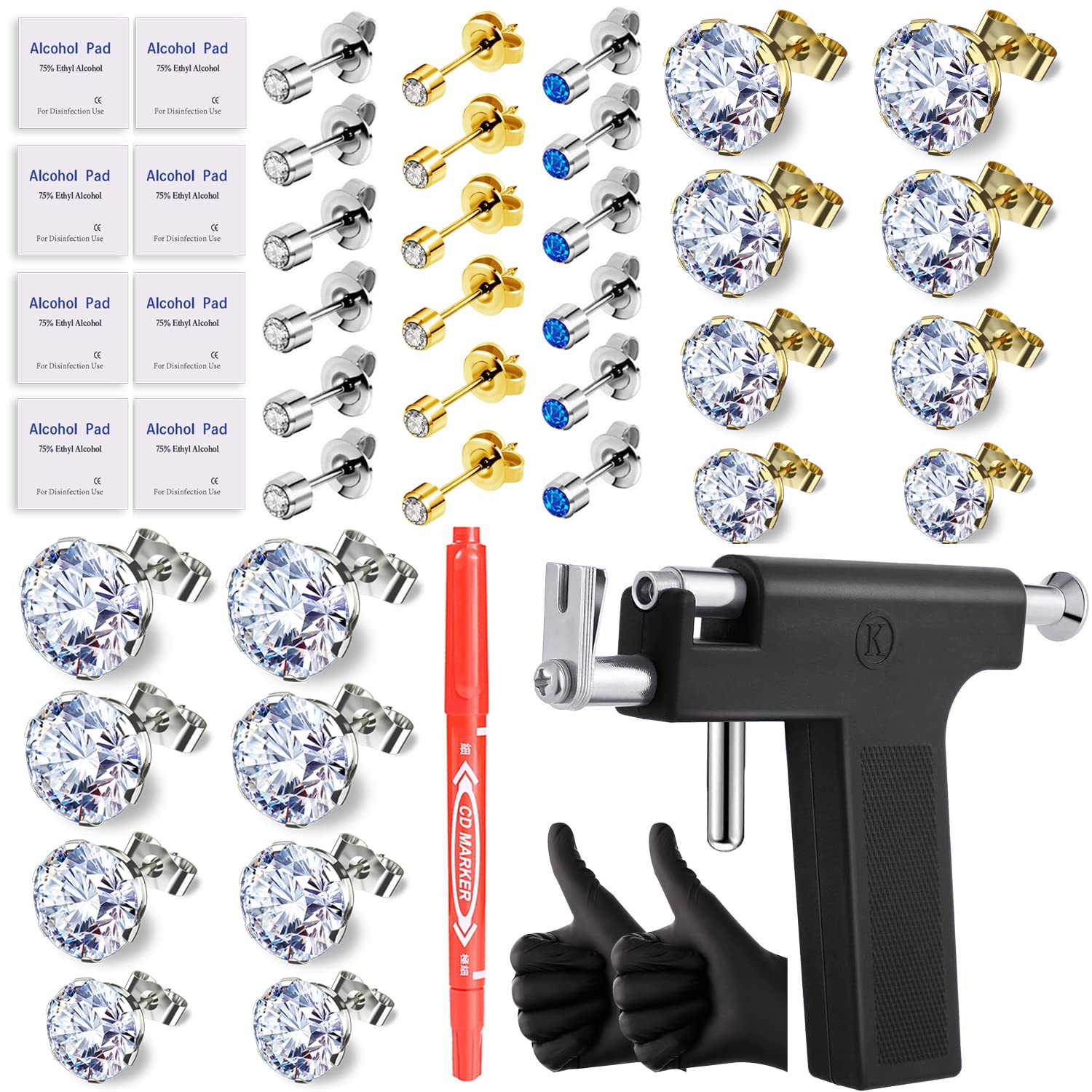 Self Ear Piercing KitProfessional Salon and Home Use Peircings Gun Tools Kit With