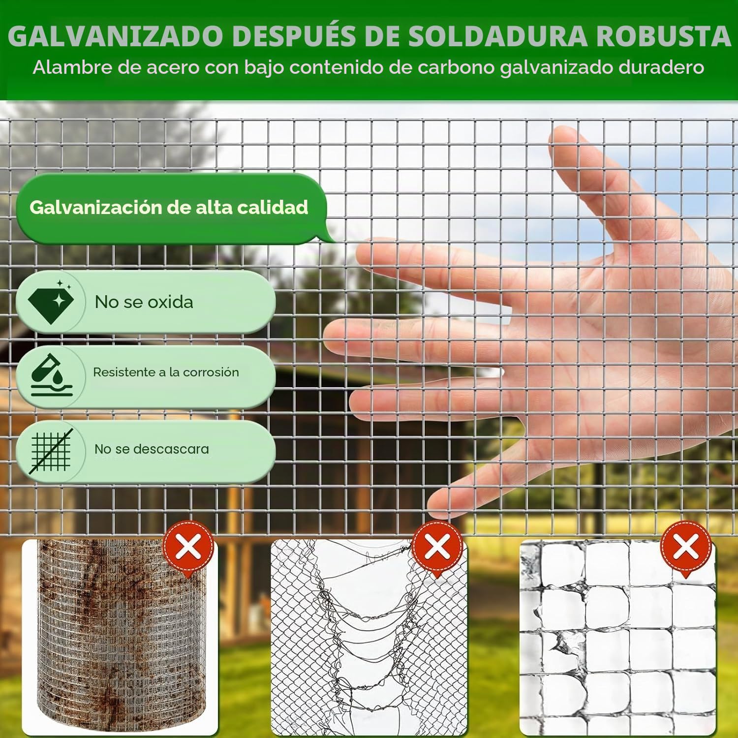 Malla de alambre fina, 1m x 10m malla para topos para maceta elevada, alambre galvanizado de 0,7mm de espesor, malla de 12x12mm, alambre para conejos, alambre para aves, alambre para gallinas