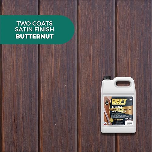 Miniatura 3 de DEFY Tinte y sellador de madera ultra semitransparente para exteriores en uno  Butternut, 1 galón, tinte de cubierta y sellador  Color rico y brillo