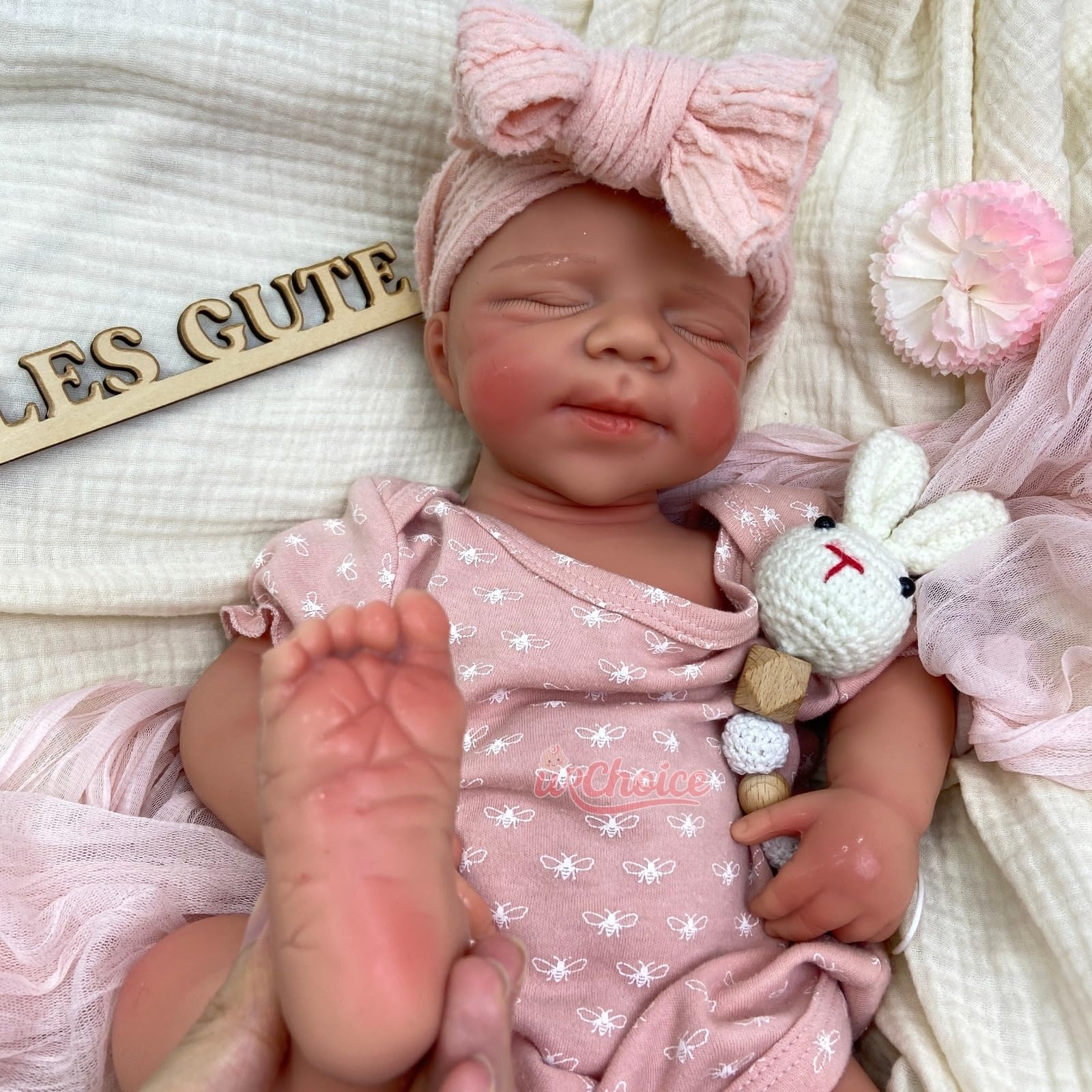 Muñeca Bebé Reborn Silicona de Cuerpo Completo,50cm con Boca Abierta