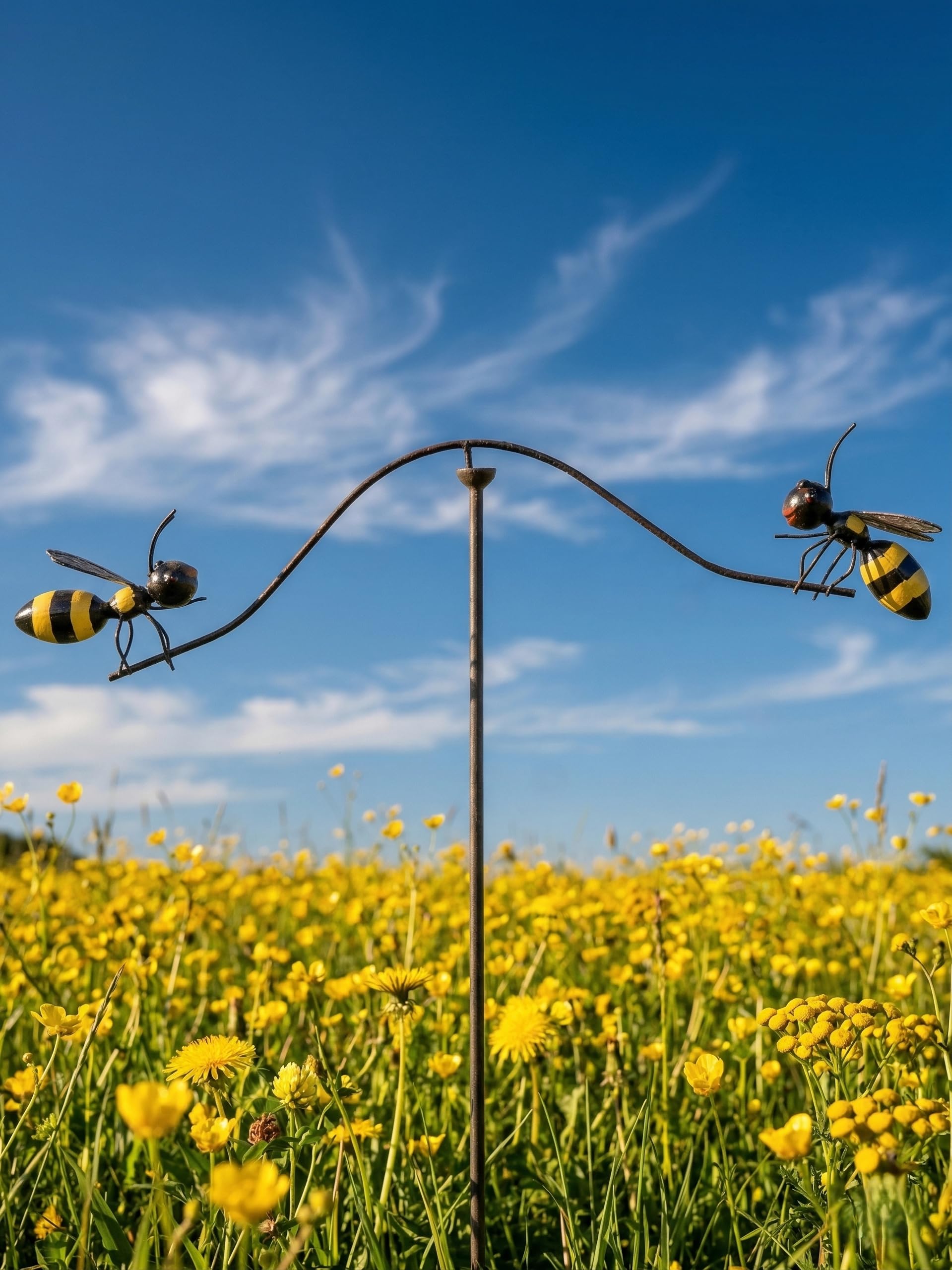 Pommerntraum ®| Windspiel Gartenwindspiel Bienenwindspiel Metallwindspiel | Gartenstecker Insekten Windpendel Gartendeko Gartenmobile Bienendeko Windspinner Balkondeko Tierdeko (VERLIEBTE BIENEN)