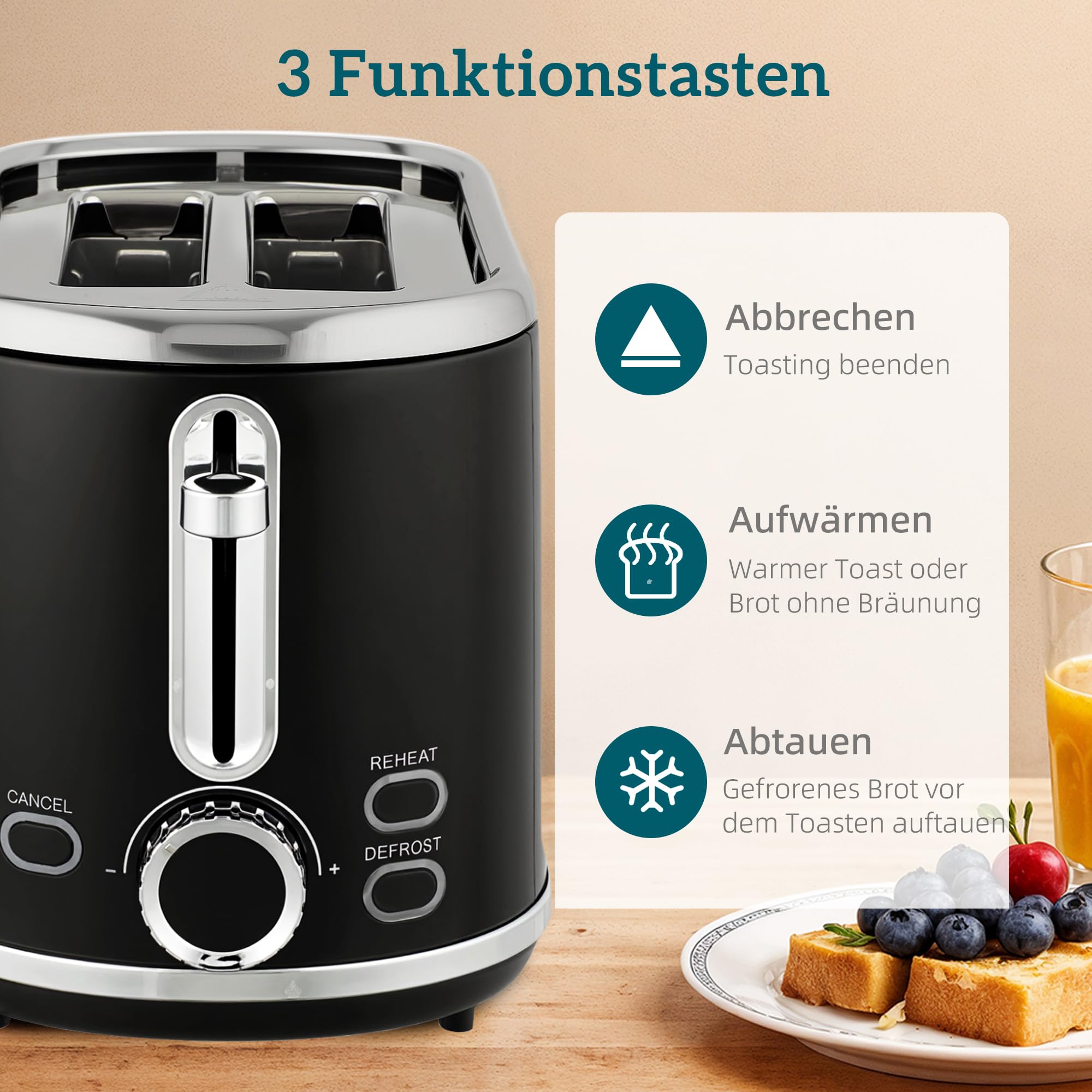 Zestaw HOMCOM Czajnik i Toster 1,7L Czajnik ze stali nierdzewnej 2-scheibowy Toster z 6 stopniami opiekania, 2200W Zestaw śniadaniowy z funkcją rozmrażania, podgrzewania, pamięci, wyświetlaczem LED,