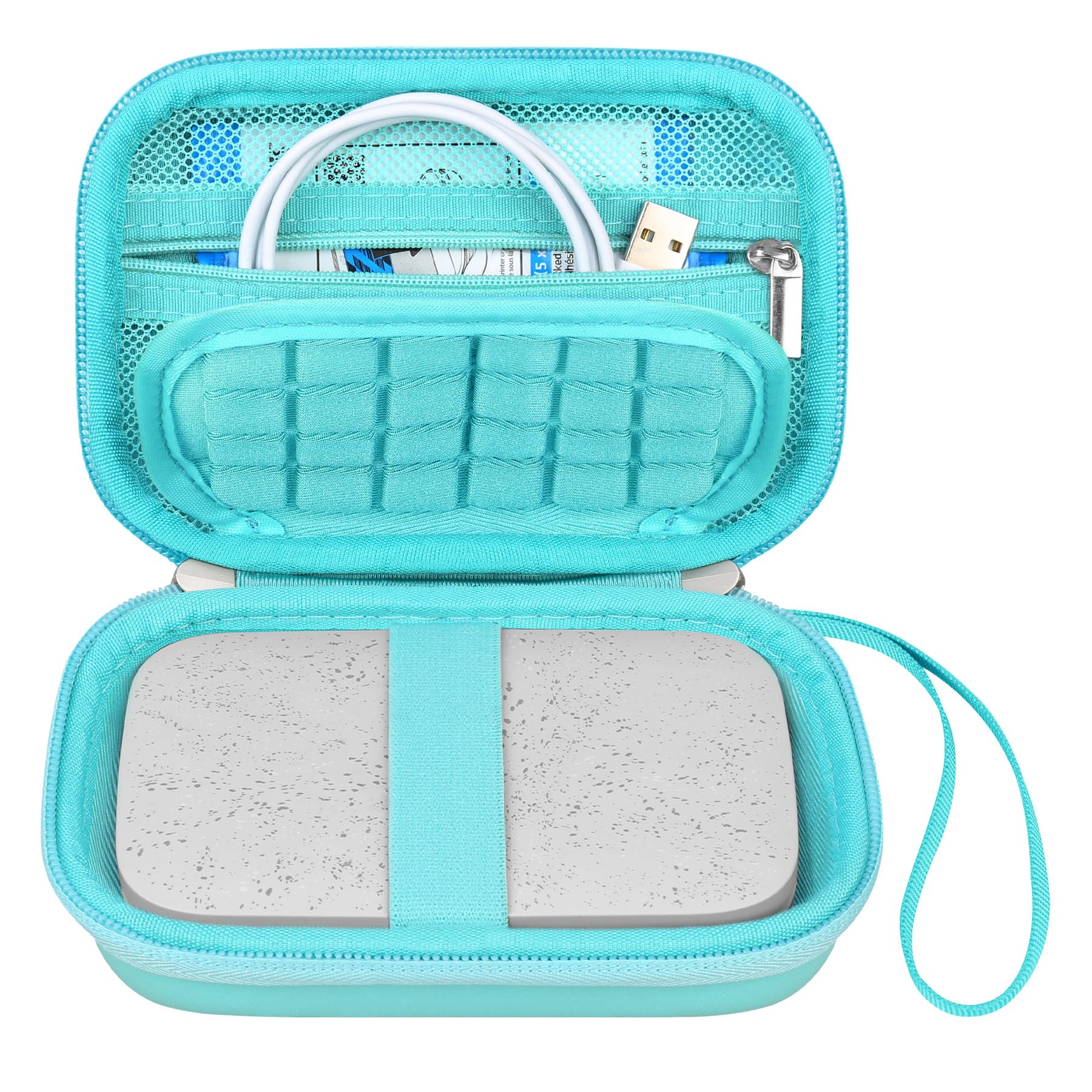 Canboc Hard Case for HP Sprocket 2x3 Portable Instant Photo Printer, Zipper Mesh Pocket fits Photo Paper and Cable, Green