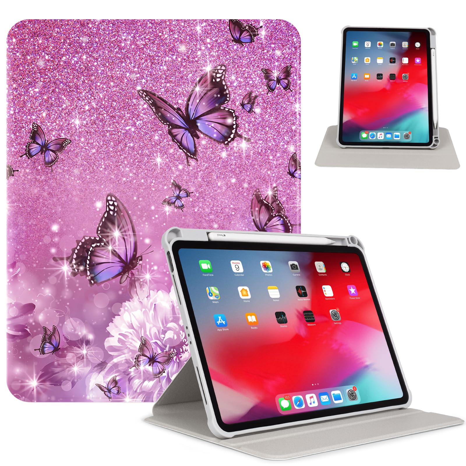 Rotating Case for iPad Air 11-inch (M3/M2), Case for iPad Air 5th/4th Generation 10.9 Inch,360 Degree Rotating Multi-Angle View Stand Cover with