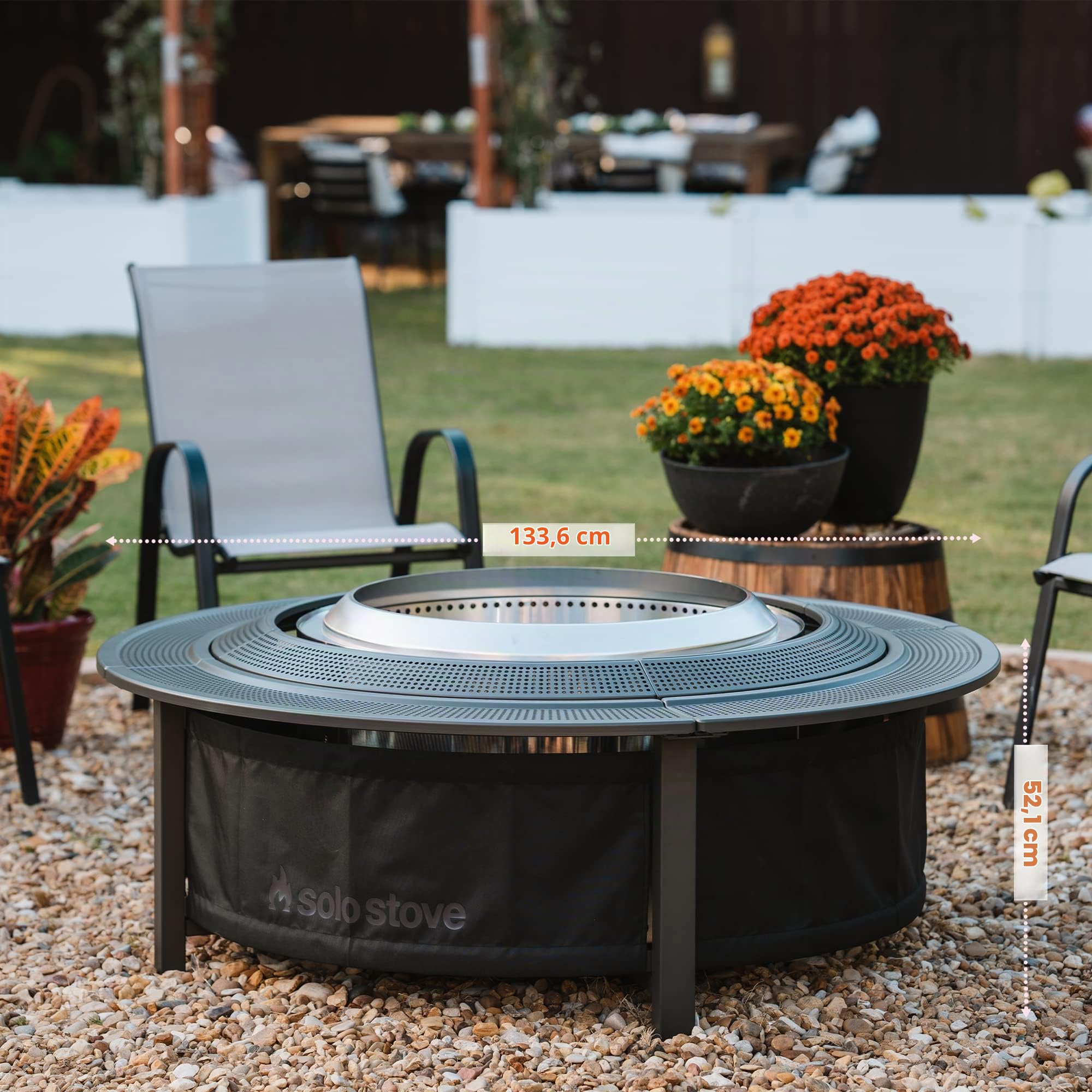 Solo Stove Plateau Surround pour brasero, Grand | Permet de surélever Les braseros à Bois Yukon, Acier thermolaqué/Tissu d'extérieur résistant aux UV, Dimensions (HxDia) : 52 x 133,5 cm, Noir