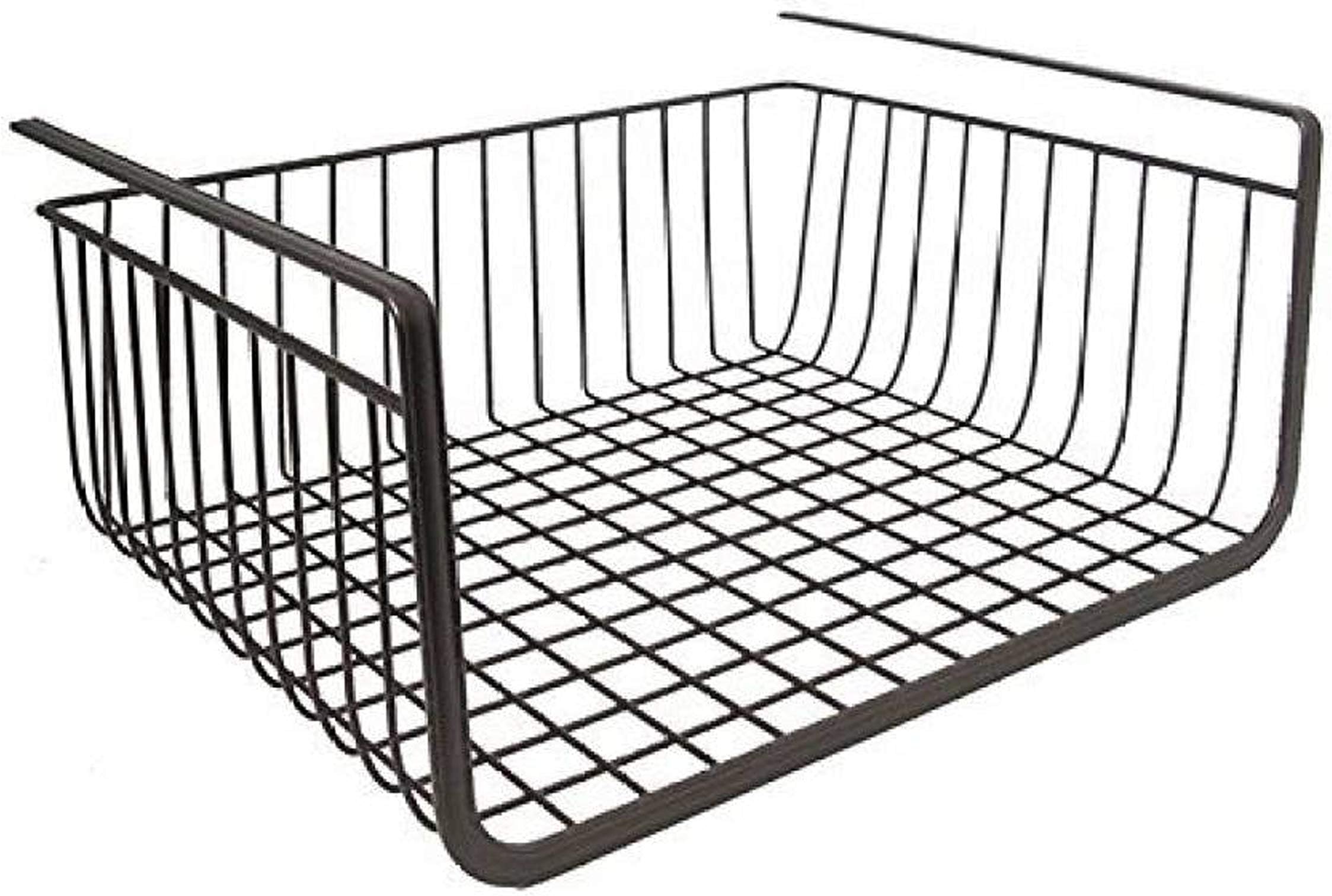 Go Hooked 16 Inch Undershelf Storage Basket Pack of 1 | Multipurpose Under Shelf Organizer | Hanging Wire Basket for Cabinet, Shelf, Pantry, Cupboard, Closet, Desk, and Bathroom (Black)