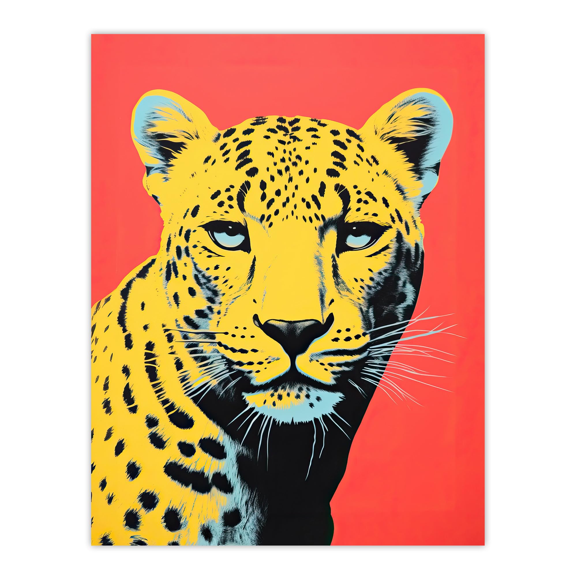 Wee Blue Coo Vibrant Cheetah On Coral Bold Animal Extra Large XL Wall Art Poster Print