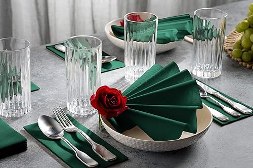Miniatura 2 de 100 servilletas de papel de color verde con tacto de lino, suaves y absorbentes, para cocina, fiesta, boda, baño o cualquier ocasión (paquete de 100)