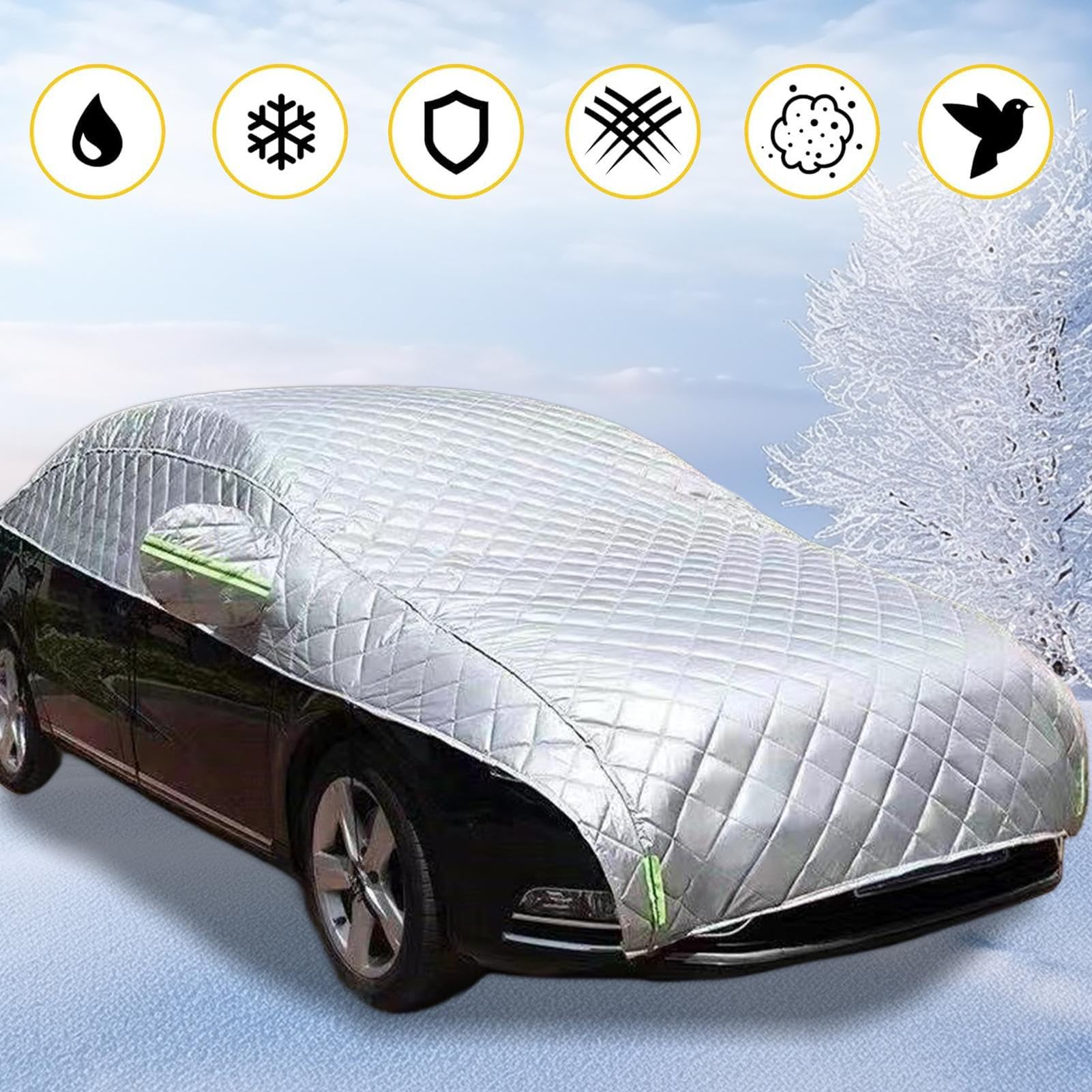 Copertura Auto Invernale Protezione Spessa Regolabile da Ghiaccio e Brina | Copertura Totale Pioggia Neve Impermeabile Parasole Universale Invernale Antipolvere per Berline, SUV e Furgoni