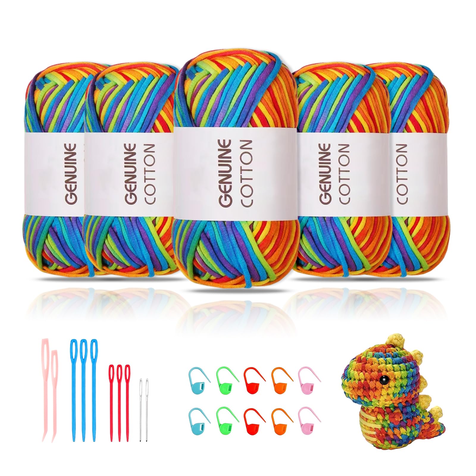 Maxee 5X50g Dickes Garn Baumwolle zum Häkeln, Chunky Häkelgarn für Anfänger, Kein Geteiltes Häkeln Amigurumi Wolle, Klobiges Baumwollgarn Einfaches Strickgarn zum Häkeln Stricke