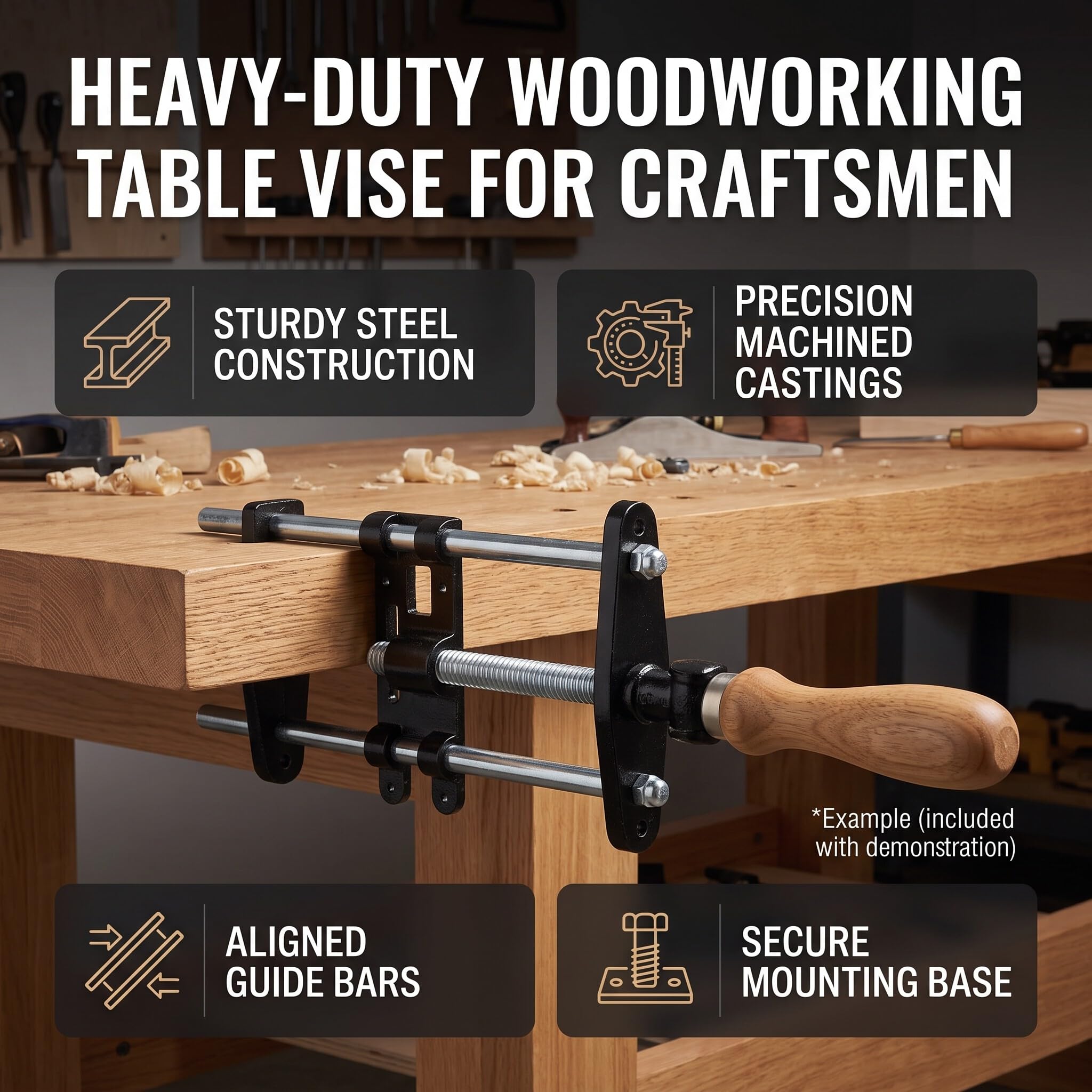 Étau de menuiserie Étau en bois, Pince avant pour étau de rabot 10,5 pouces Pince métallique Ajustable d'Établi de Table Pour le travail du bois la construction de machines et la soudure de pièces