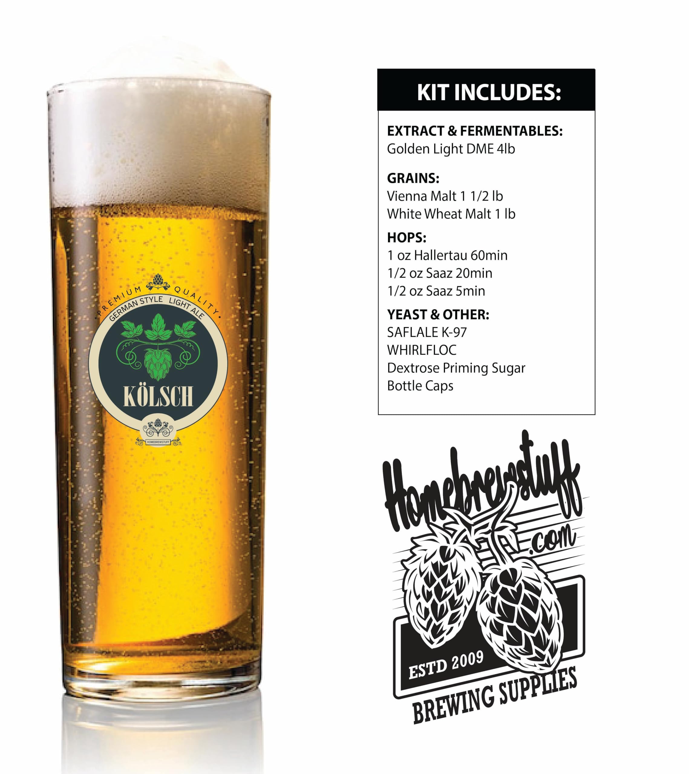 KOLSCH - Home Brew Beer Recipe Ingredient Kit (Light Lager like beer)