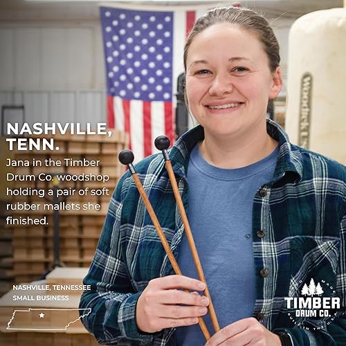 Miniatura 7 de Mazo de percusión (par) mazos para teclado y tambor de lengua, cabezales de goma suave  Fabricado en Estados Unidos  Mangos de abedul macizo manchado