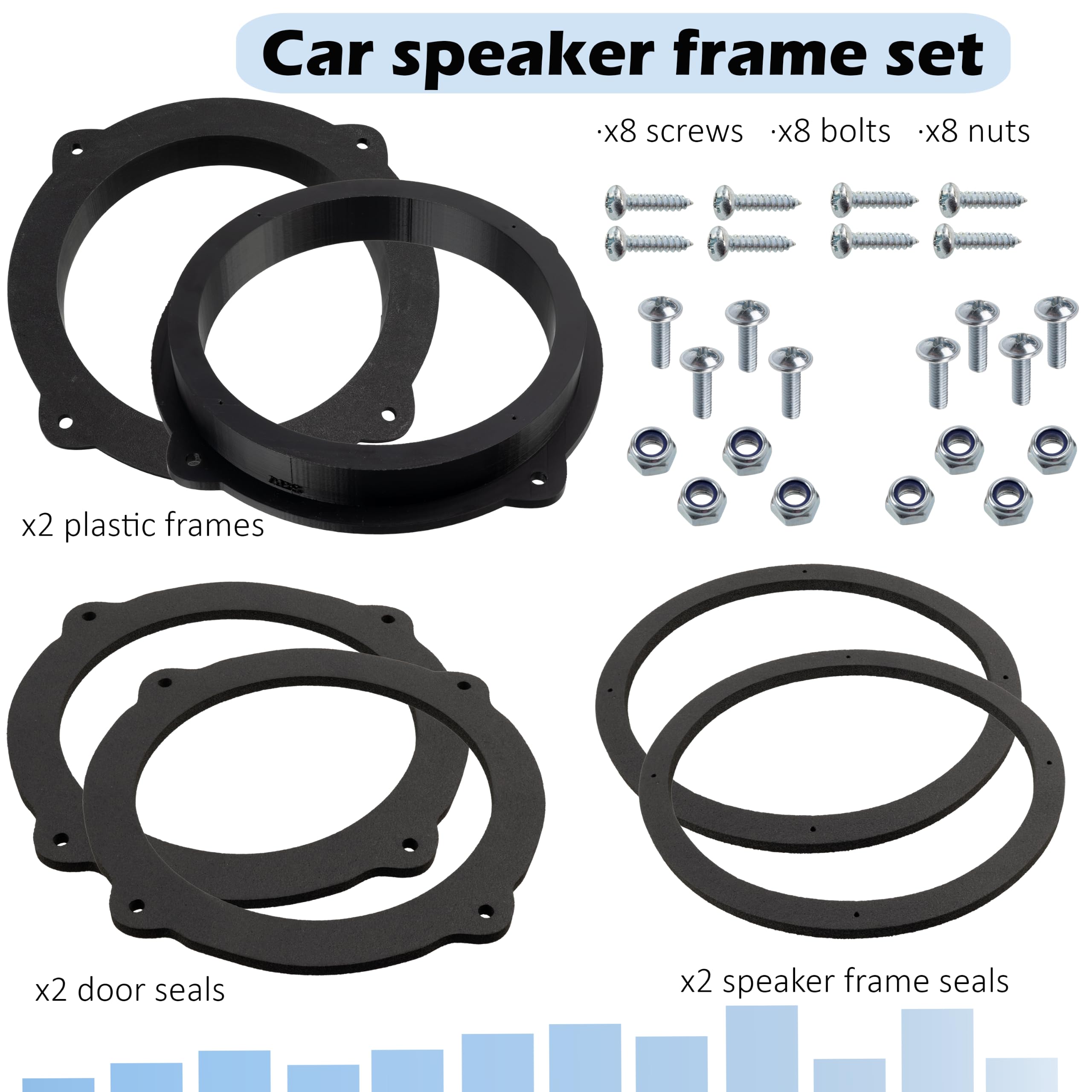 AERZETIX - Kit de 2 adaptadores para Altavoces Ø165mm | Compatible con Hyundai i30 IX35i Tucson, Kia Optima Sportage Soul Fiat Idea, Alfa Romeo 147/159 Puertas Delanteras/traseras, Brera (Delanteras)