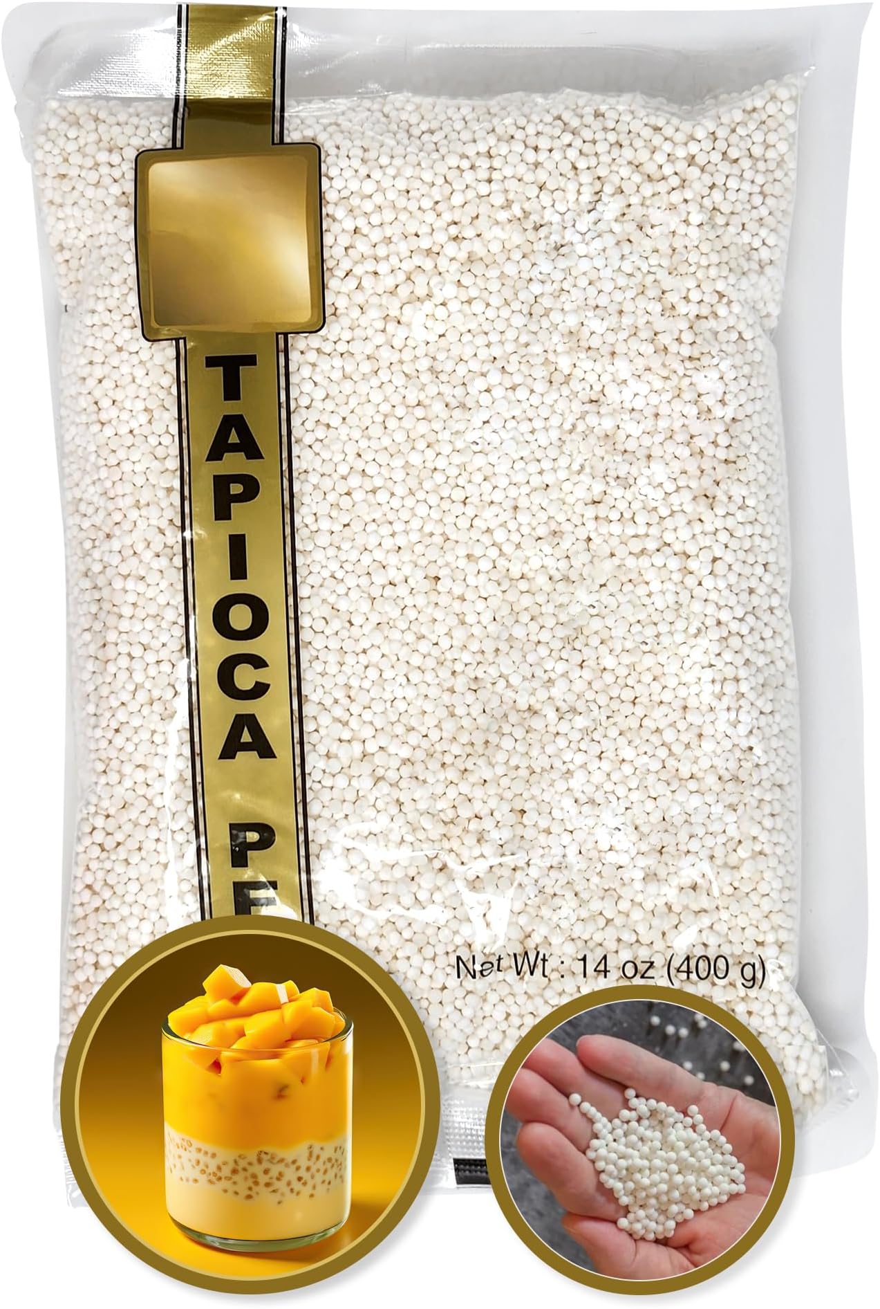 Small Tapioca Boba Pearls Sago Balls from Cassava - Best for Bubble Boba Milk Tea, Tapioca Pudding, Desserts, Soup or Sauce Thickening