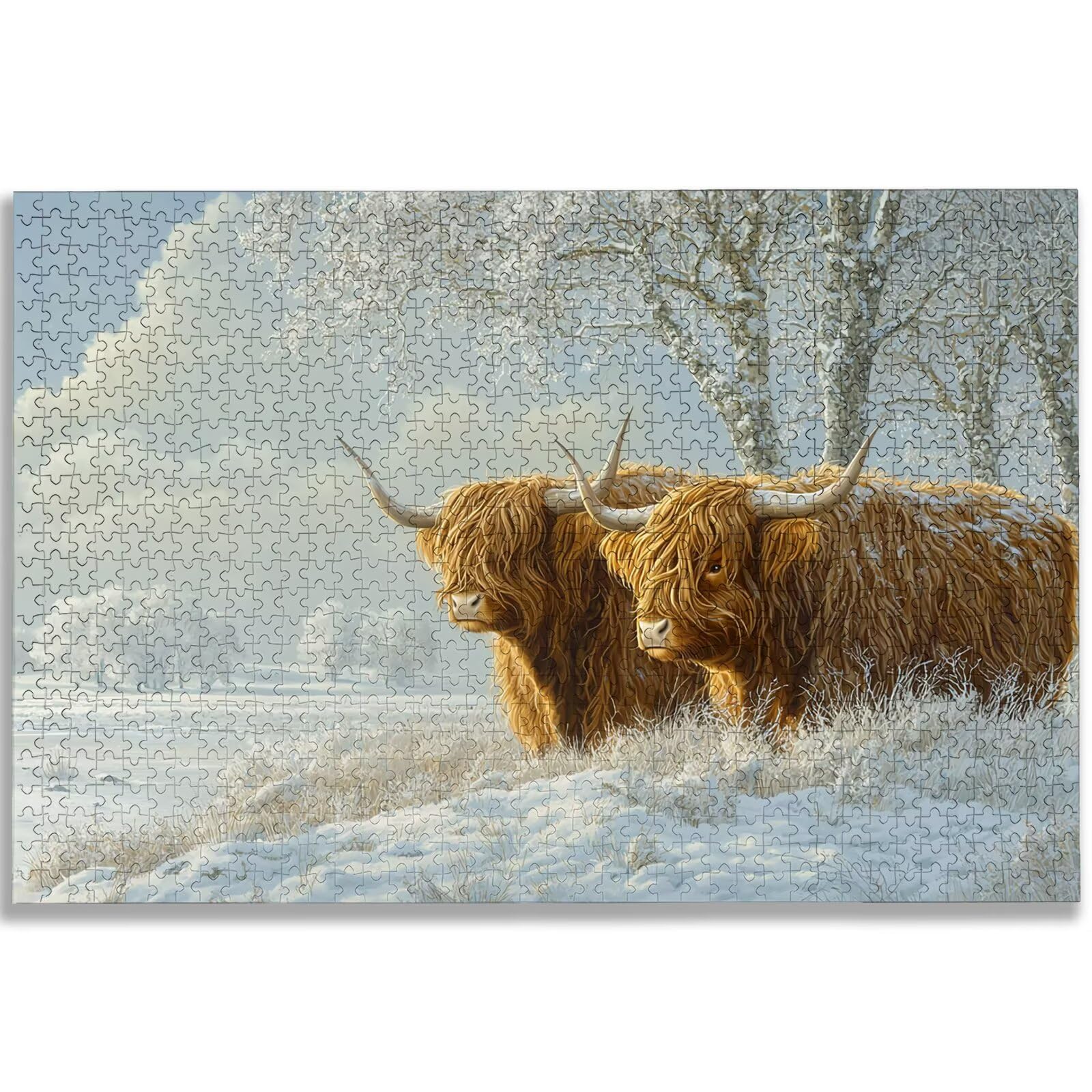 Puzzle 1500 Piezas, Puzzle Highland Cow con Caja para Adultos, DIY Animal Rompecabezas Madera para Adultos, 1500 Piezas Rompecabezas Desafiante, para Decoracion Hogar, Regalo Mujer/Hombres, -1070