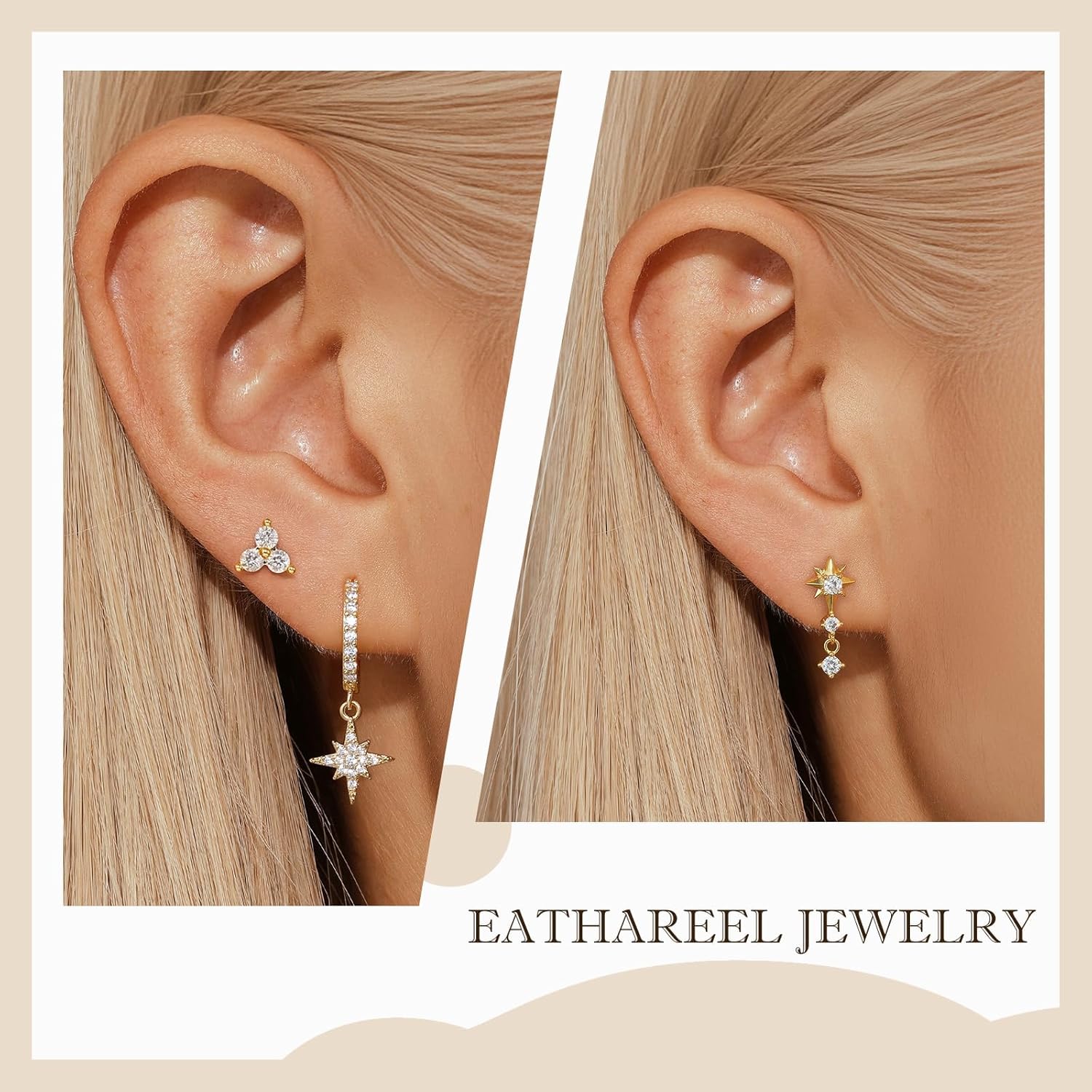 14K Gold Plated Hoop Earrings for Women, Dainty Pink Butterfly Star Sun Heart Hoop Earring Sets with S925 Sterling Silver Post, Pink Earring Stacks Jewelry for Women Trendy - Image 4