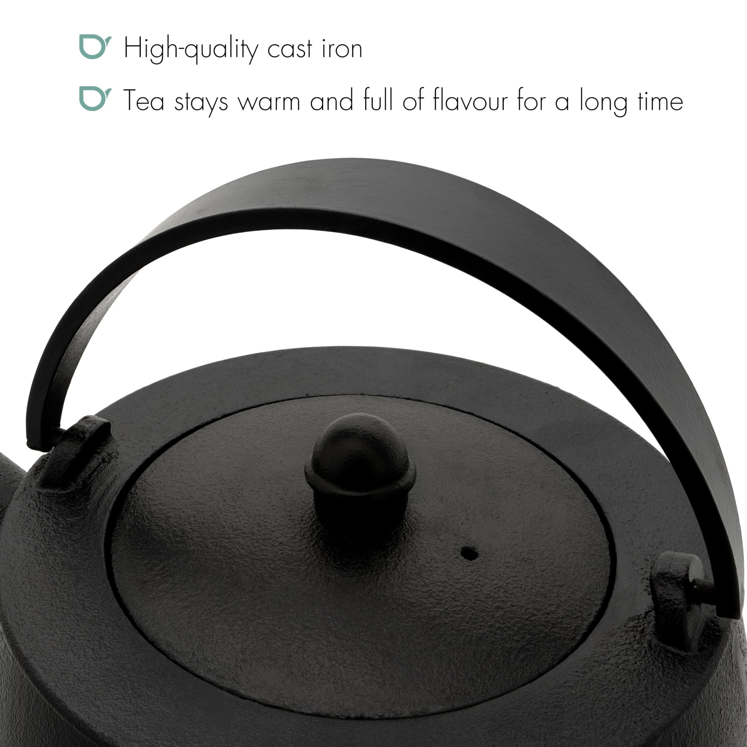 Bredemeijer Tetera grande de hierro fundido de 1,2 litros, con calientaplatos para 1 vela y filtro de té de acero inoxidable